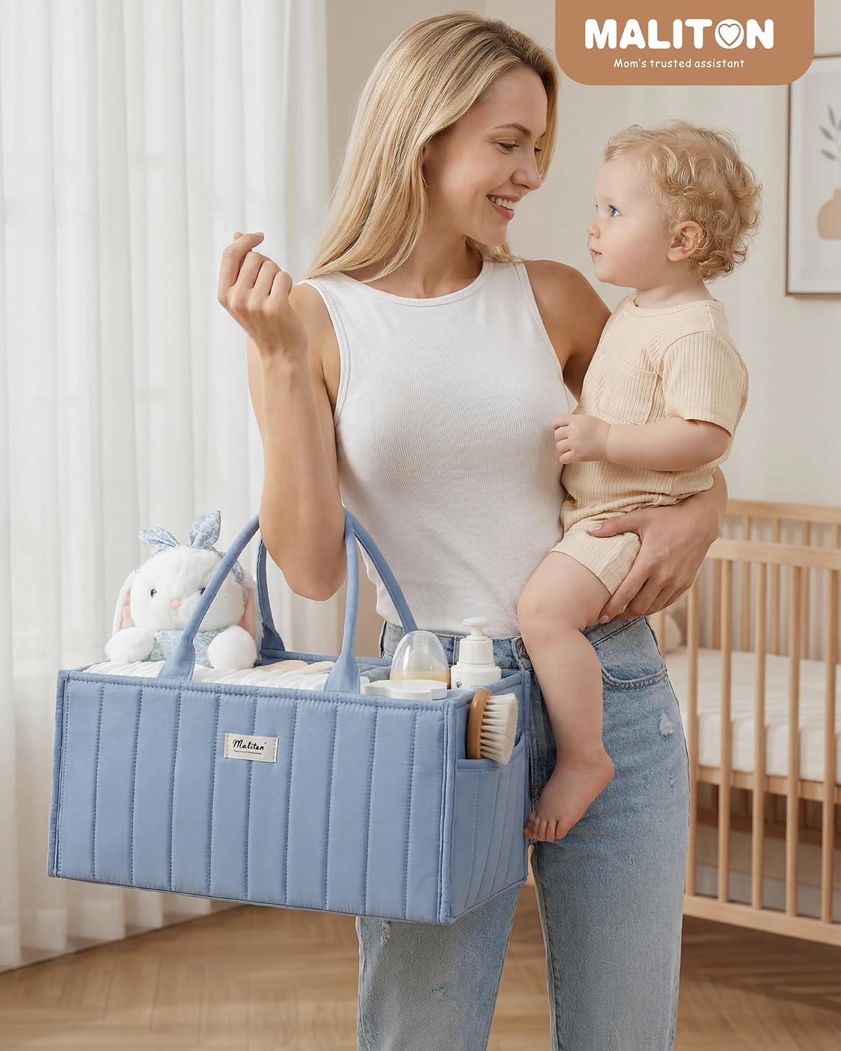 Thumbnail 5 de Maliton Nappy Caddy Organiser: Portable Changing Station With Removable Dividers
