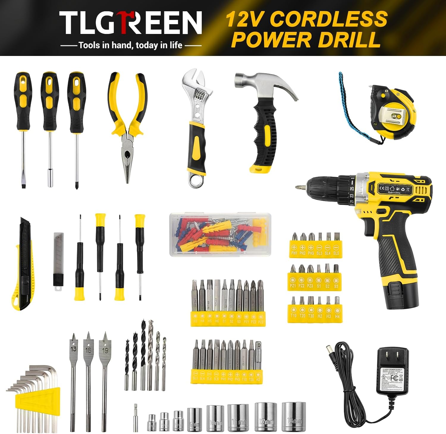 Thumbnail 4 de TLGREEN Perceuse à percussion sans fil 12V — Coffret 138 pièces