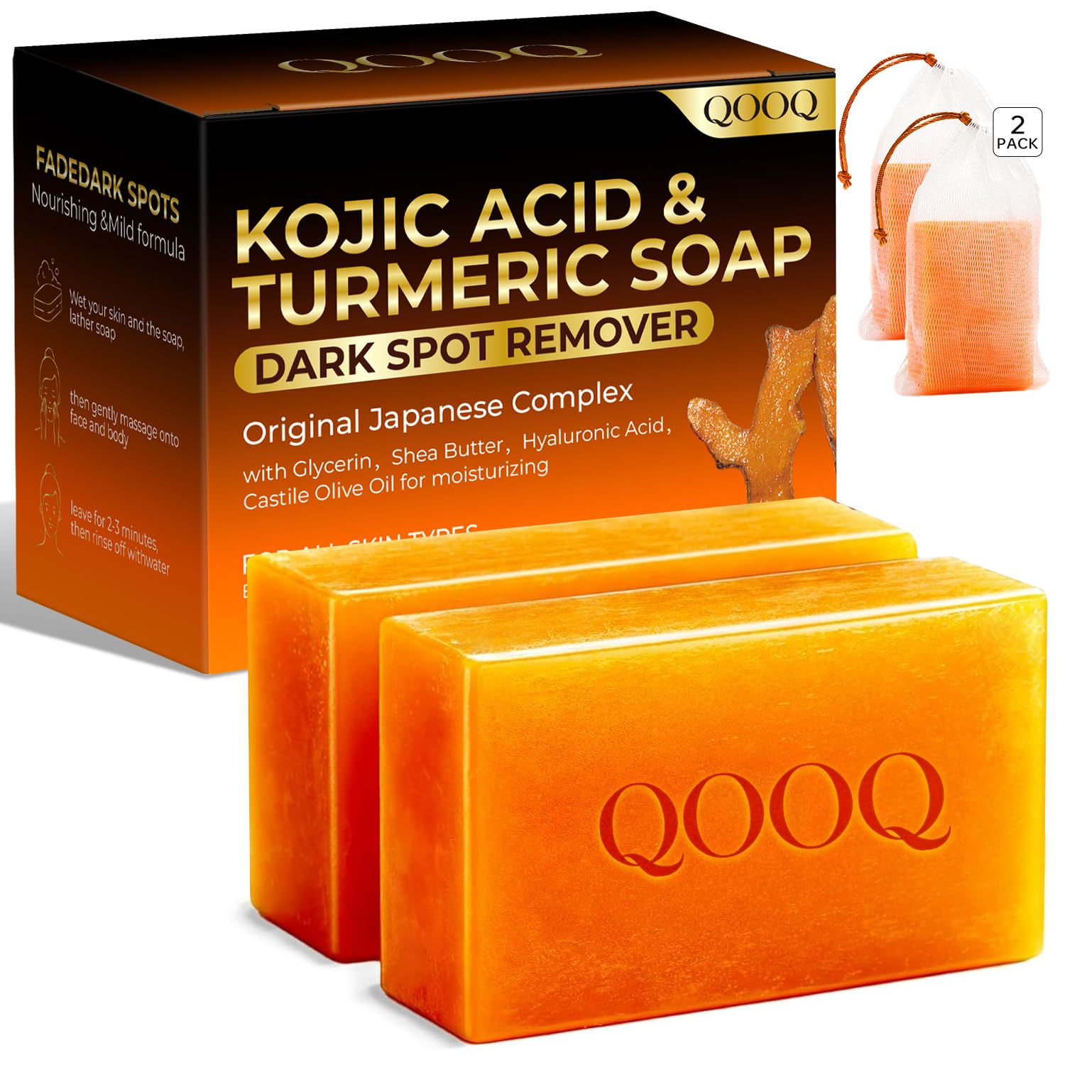 Detalle de QOOQ Turmeric Kojic Soap for Dark Spots