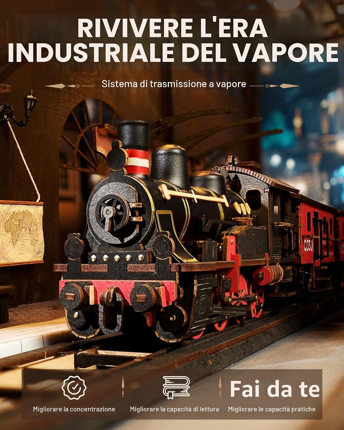 Thumbnail 5 de ROWOOD Puzzle 3D Treno a Vapore: modellismo in legno da costruire per adulti