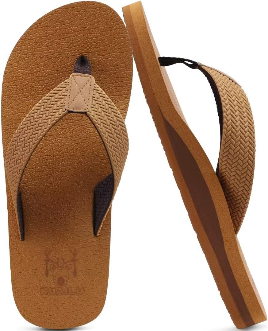 Detalle de KuaiLu Leather Arch Support Flip Flops for Men