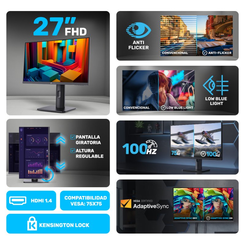 Detalle 2 de Monitor Alurin CoreVision 100IPS Lite 27" FHD 100 Hz – Regulable en altura