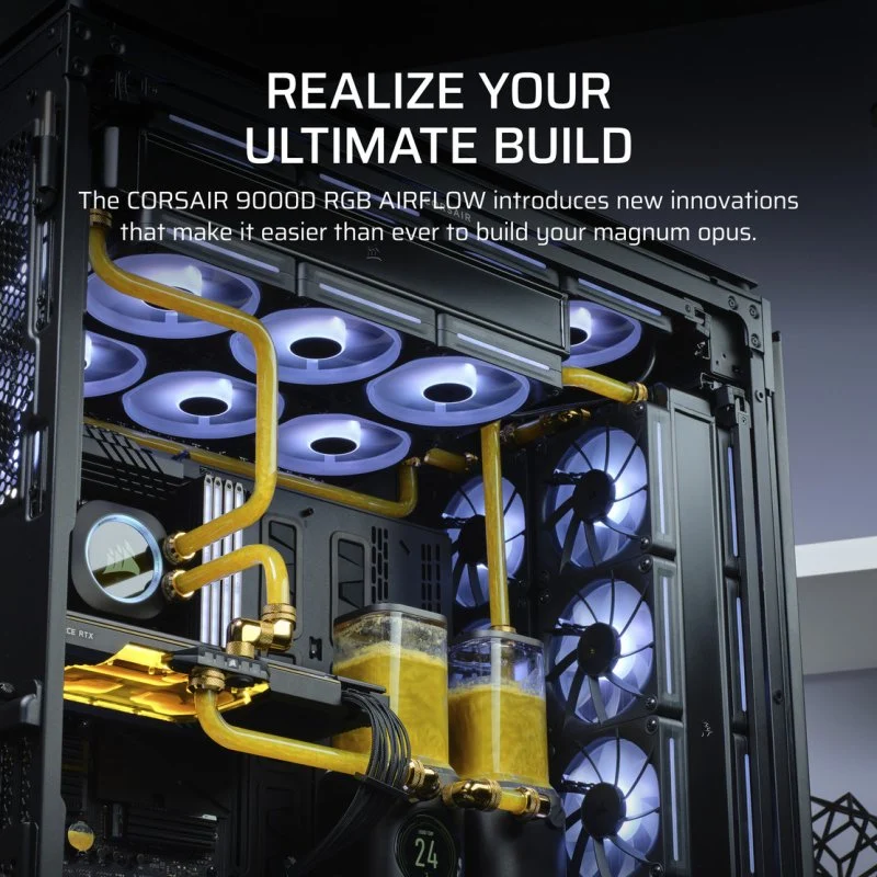 Detalle 2 de Corsair iCUE LINK 9000D RGB Airflow Full Tower ATX con USB-C y cristal templado negro