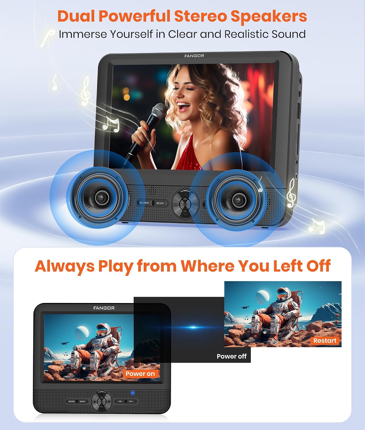 Thumbnail 5 de FANGOR 7.5 Inch Car DVD Player with 5-Hour Battery