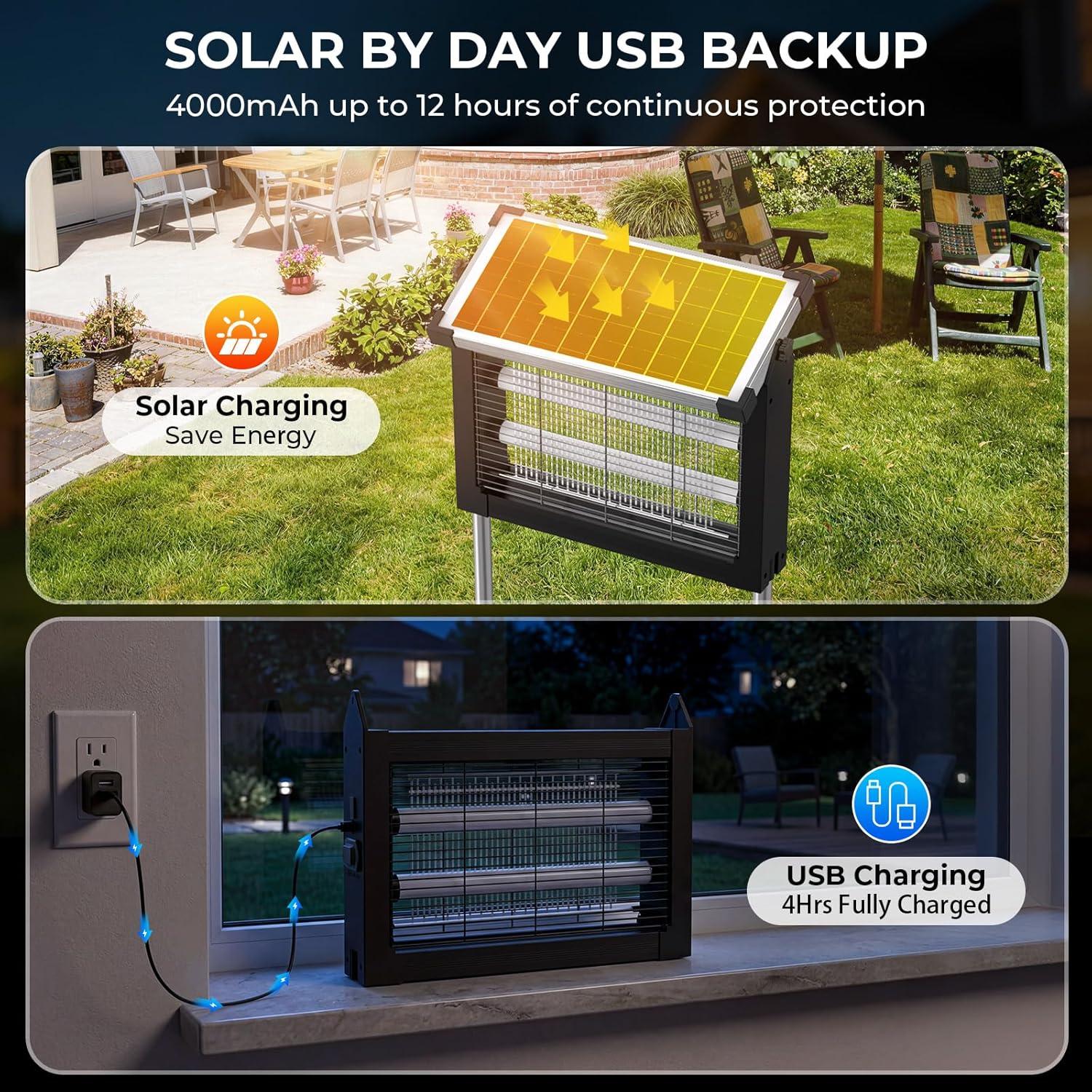 Detalle de Solar Bug Zapper Outdoor with 4500V Electric Grid and 10W Solar Panel