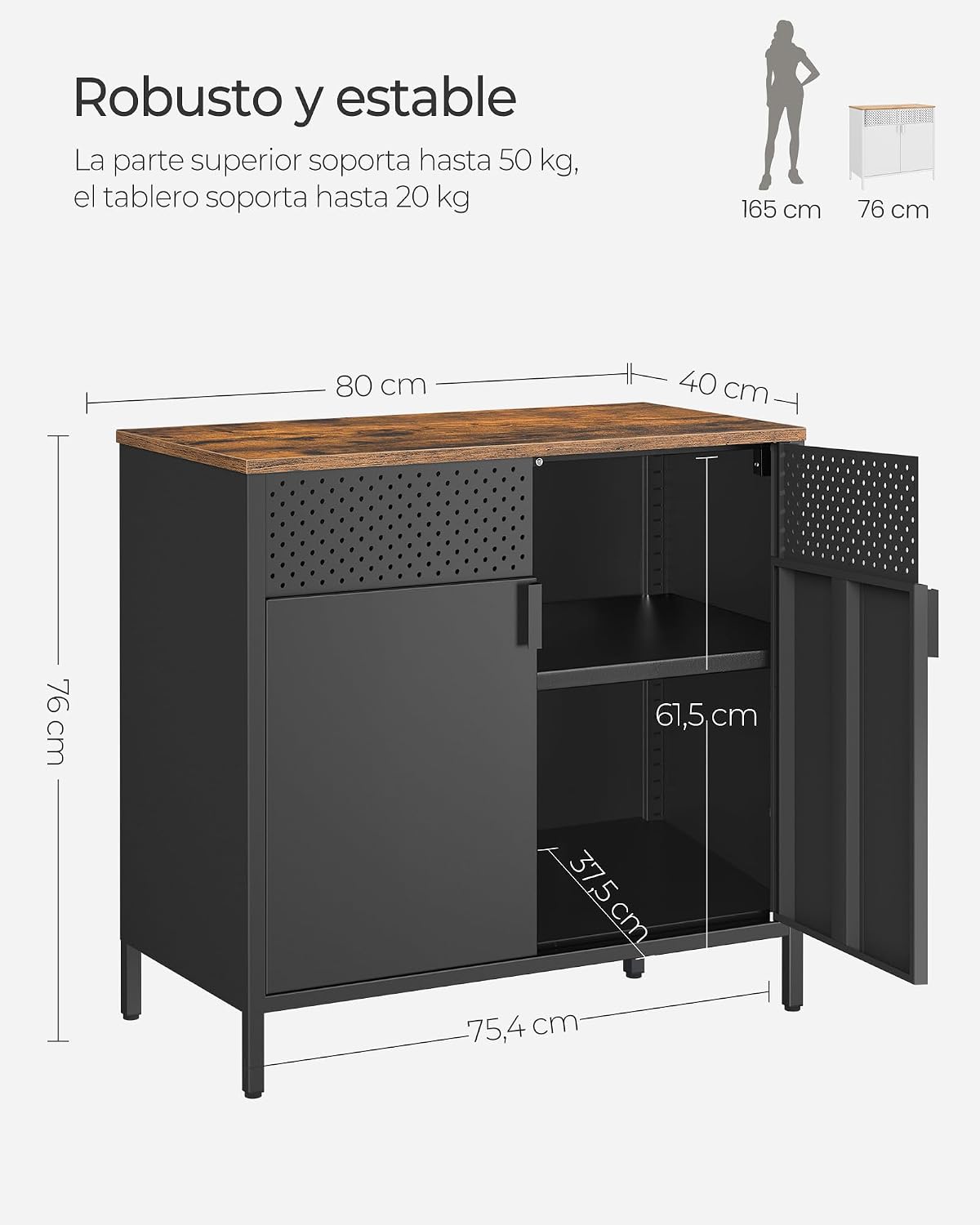 Thumbnail 2 de SONGMICS LSC102B01 armario metal 40x80x76 cm