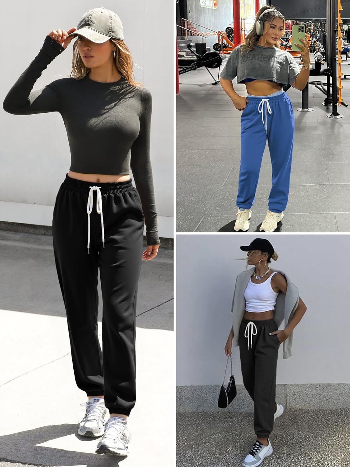 Detalle 2 de ATHMILE Women’s Sweatpants Baggy Joggers (High-Waisted, Lightweight) for Workout & Lounge
