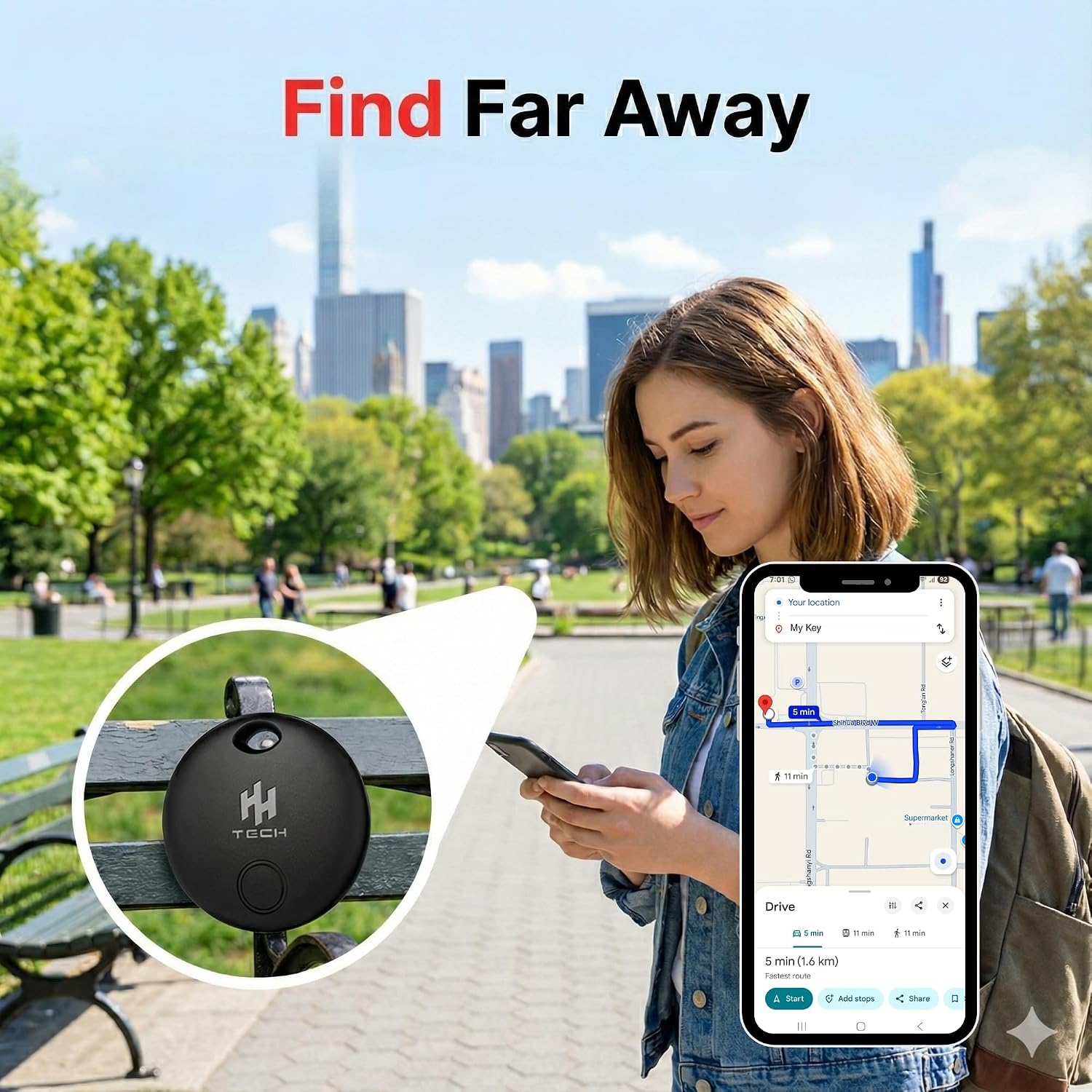 Detalle de HH-Tech Dual-System Smart Tracker Tags: Practical dual-network item finder for iOS and Android
