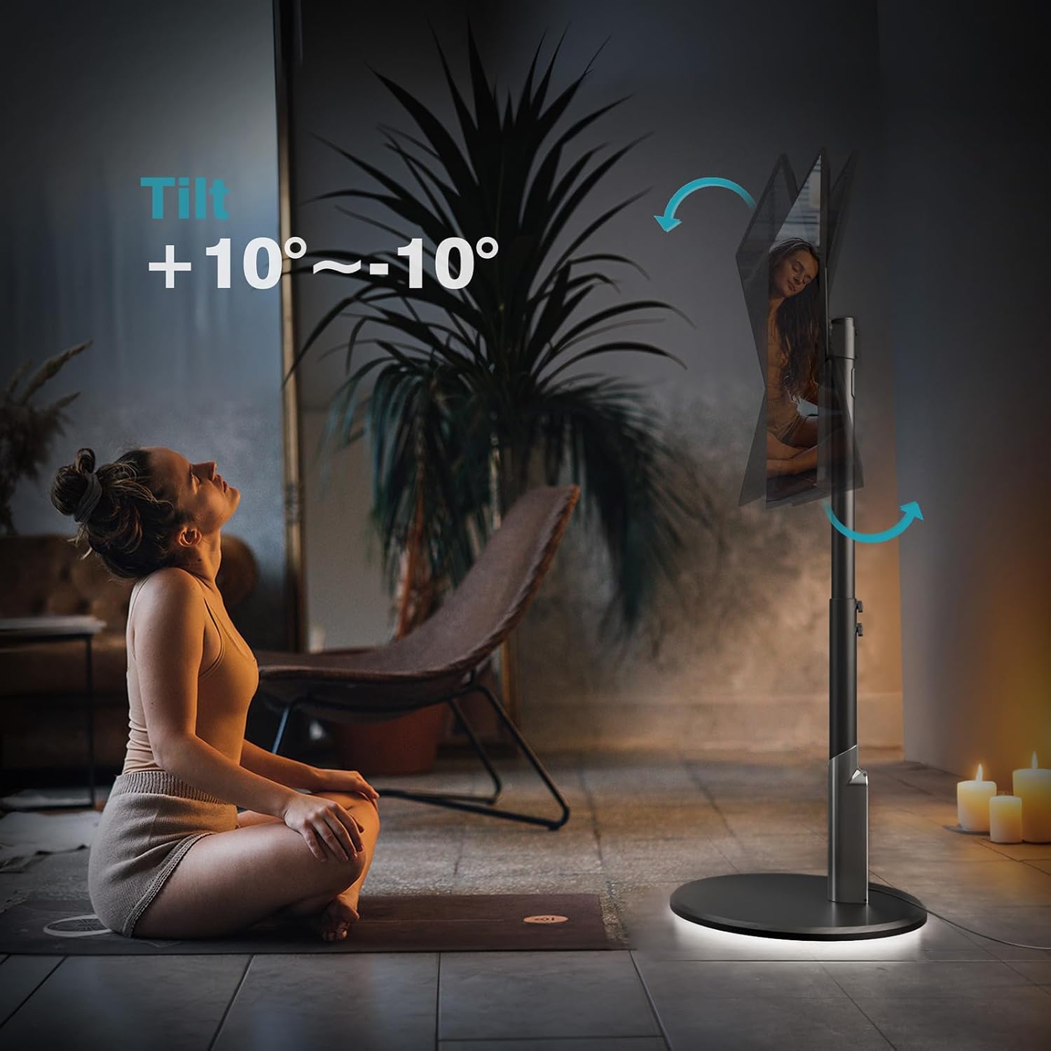 Thumbnail 2 de LLDEPLL LT1003BL Rolling TV Stand with Power Outlet and 6 Height Settings