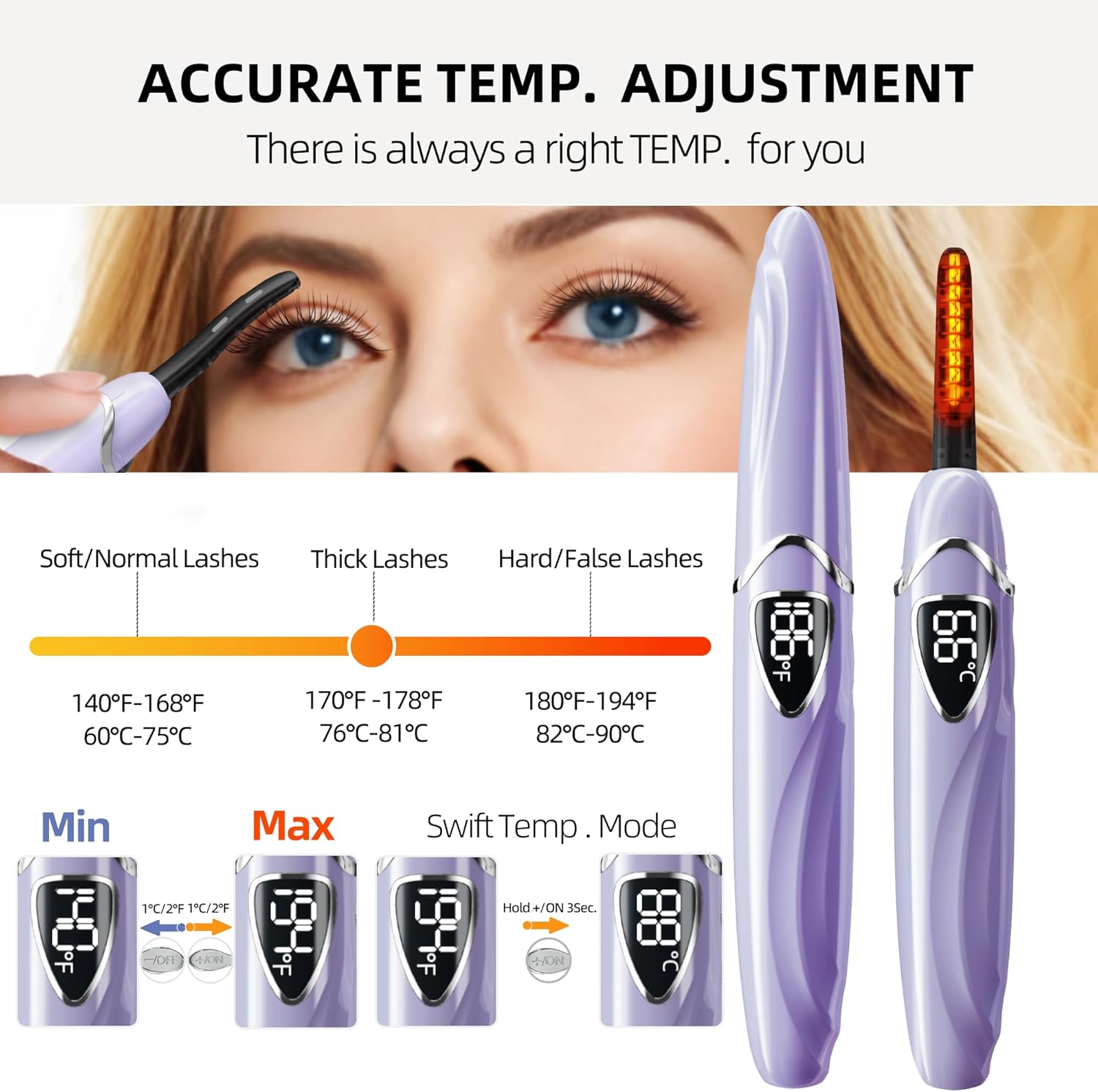 Detalle de EYECURL Heated Eyelash Curler (S600-148MM) – Violet/Silver