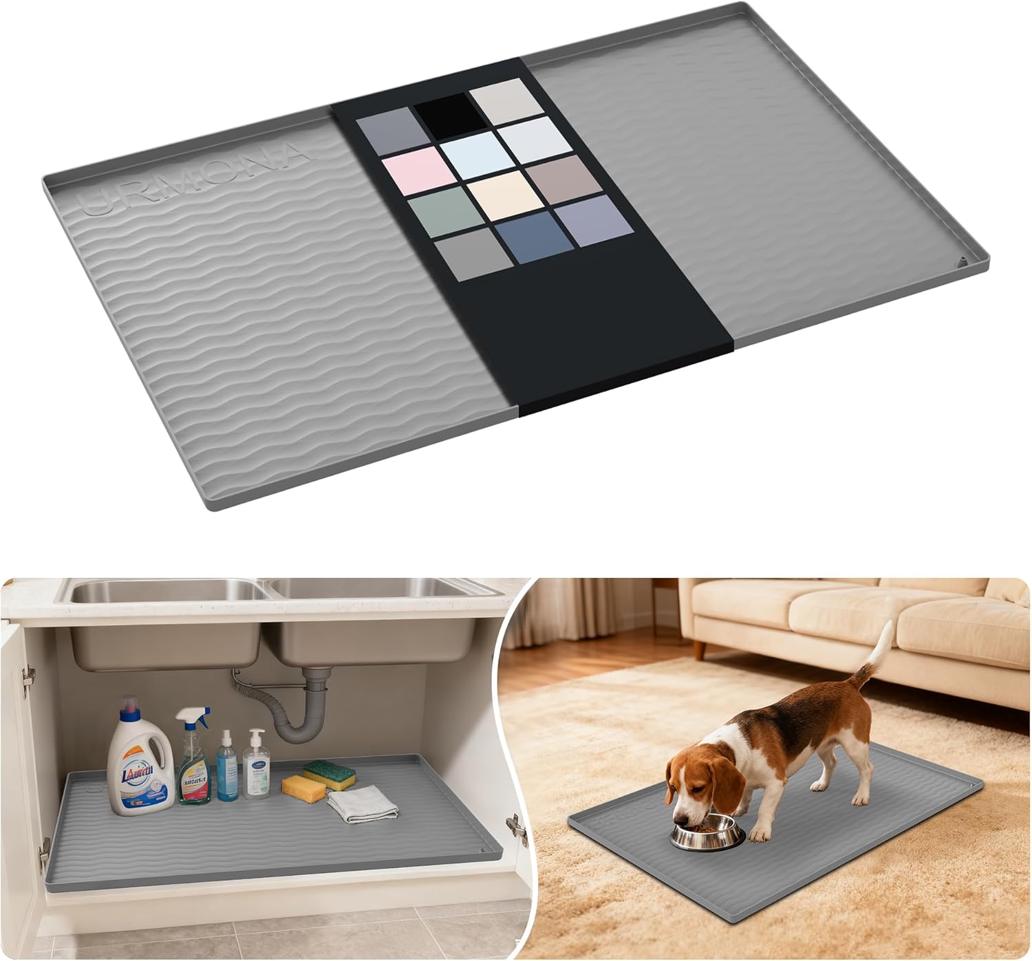 Thumbnail 6 de URMONA Waterproof Silicone Under Sink Mat 16'' x 10'' — Durable Cabinet Protector for Kitchen & Bathroom