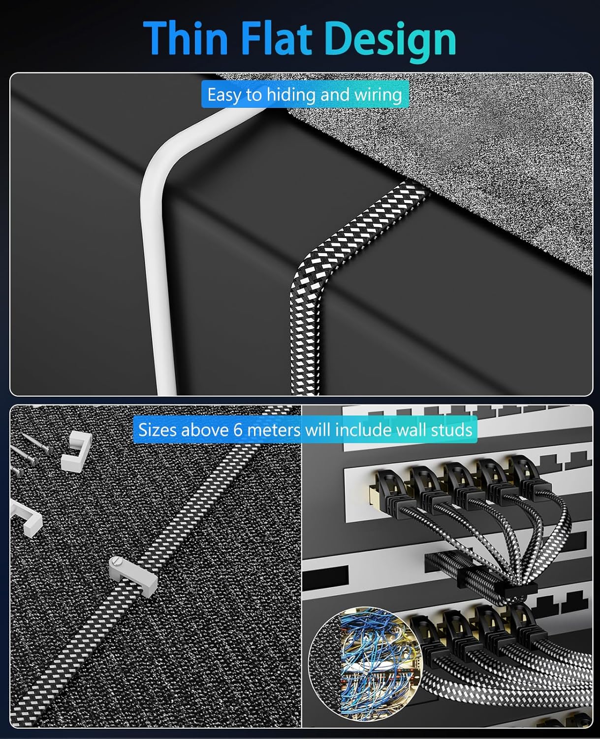 Thumbnail 6 de ARISKEEN Cat 8 Ethernet Cable 2M 2Pack: High-Speed, Flat, Shielded Network for Reliable Fast Connections