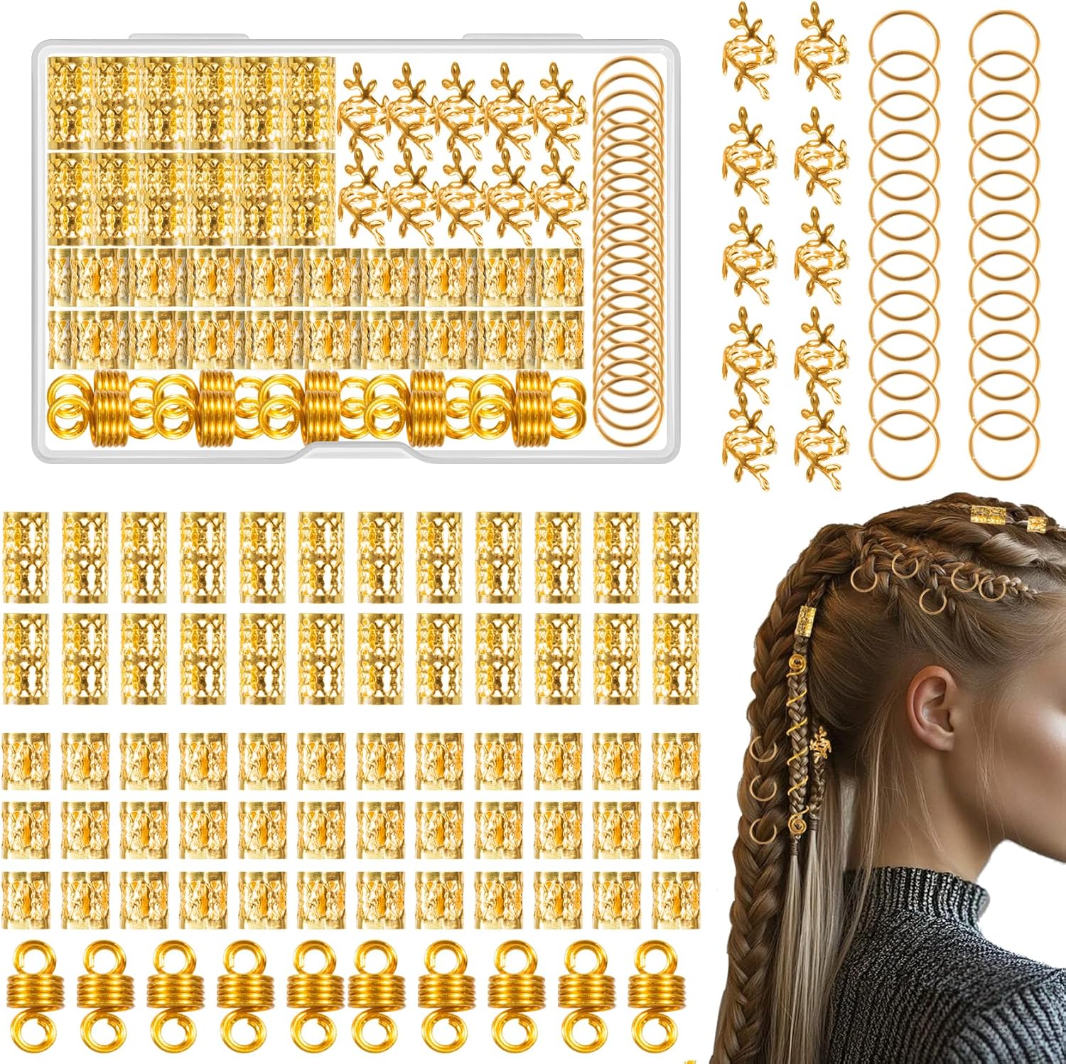 Detalle de Kieswan Dreadlocks Schmuck 100 Stück Gold