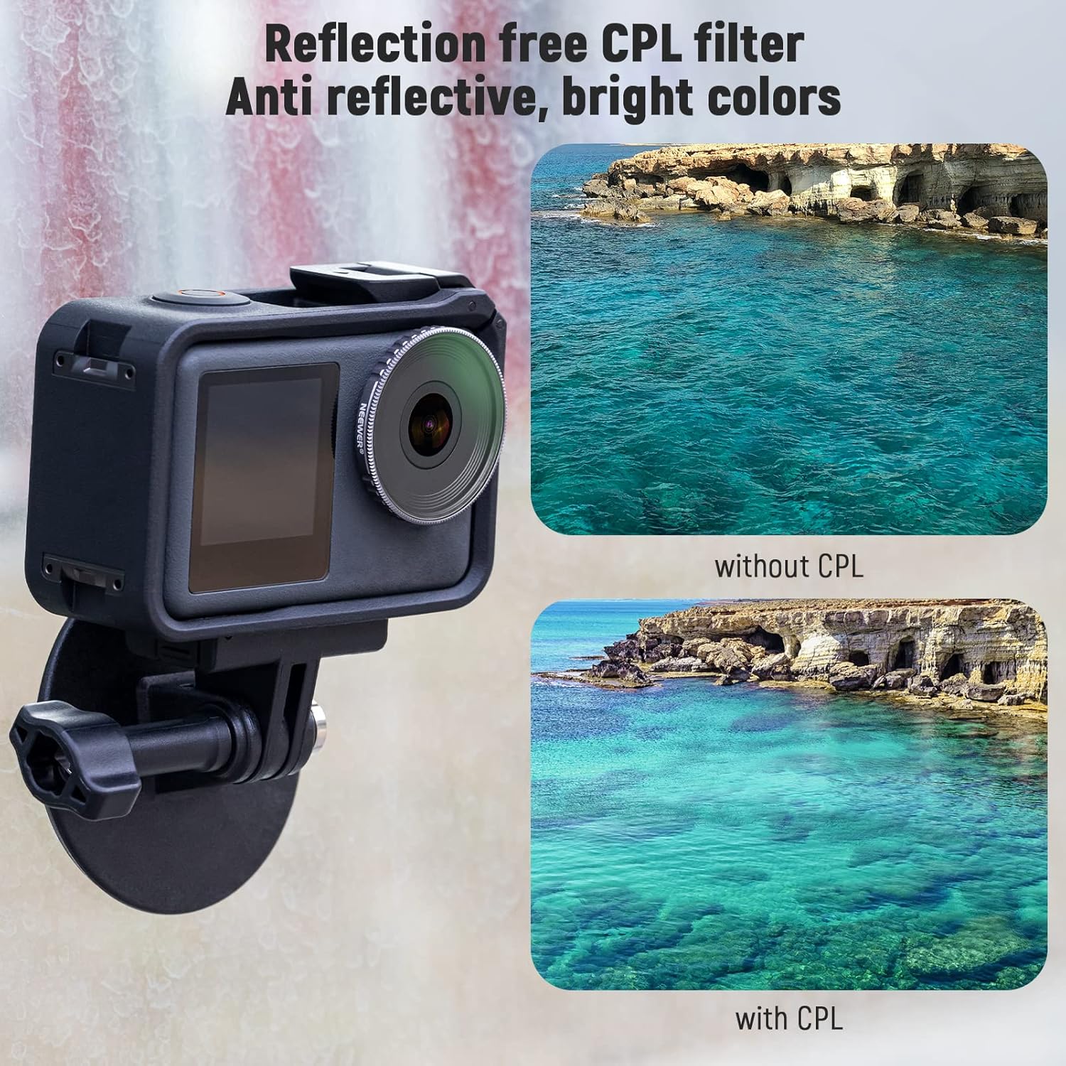 Thumbnail 4 de NEEWER ND/CPL Filter Set for DJI Osmo Action 3 (HD optical glass ND8/PL to ND64/PL + CPL), pack of 5