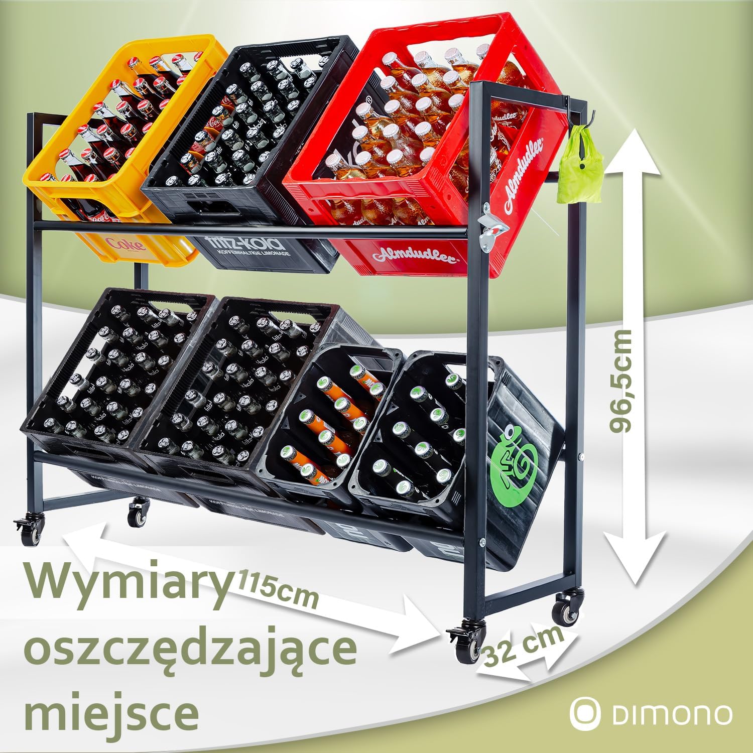 Detalle 2 de Dimono 258025401014 – regał na 6 skrzynek z napojami na kółkach