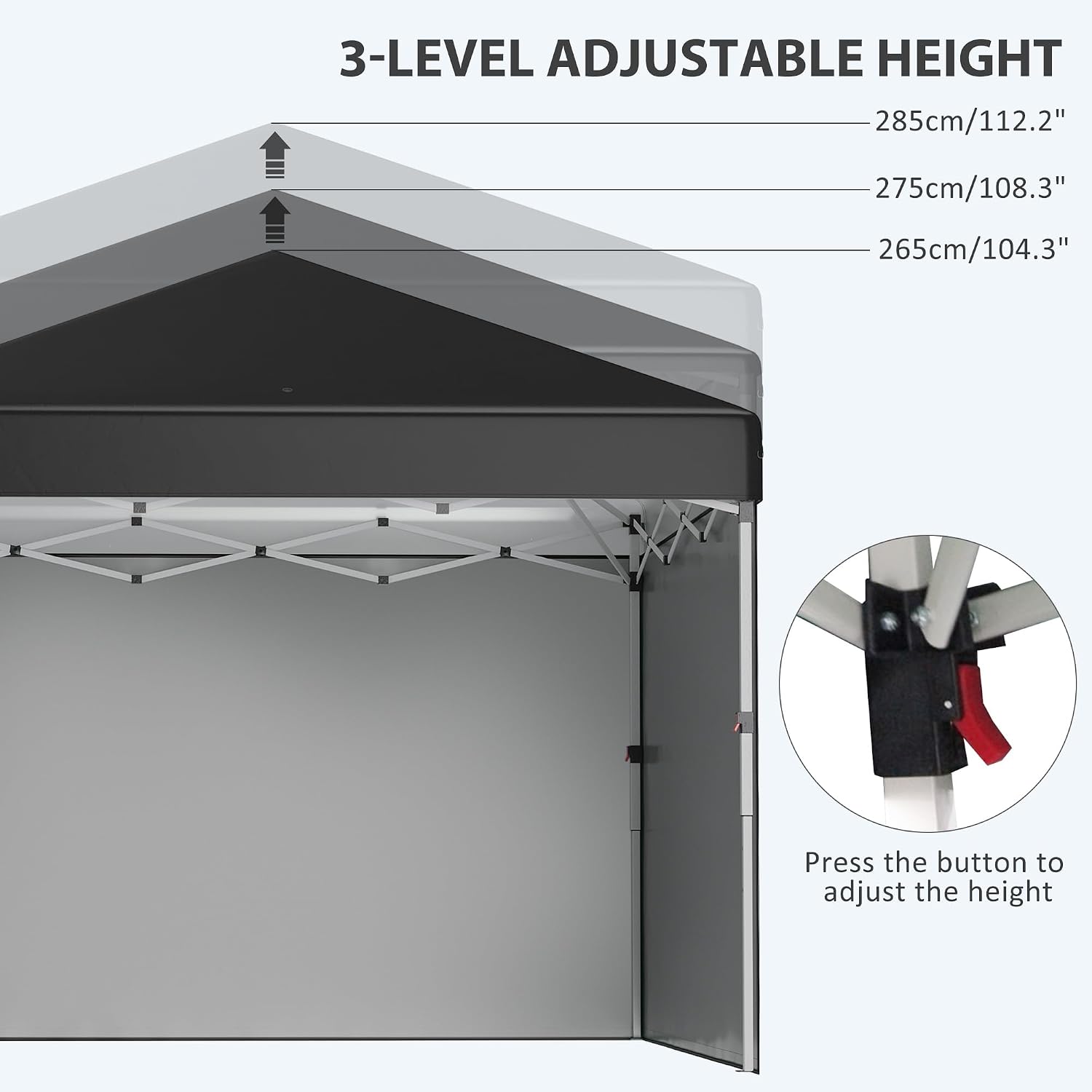 Detalle 2 de Outsunny 3 x 3m Pop Up Gazebo 285cm Height