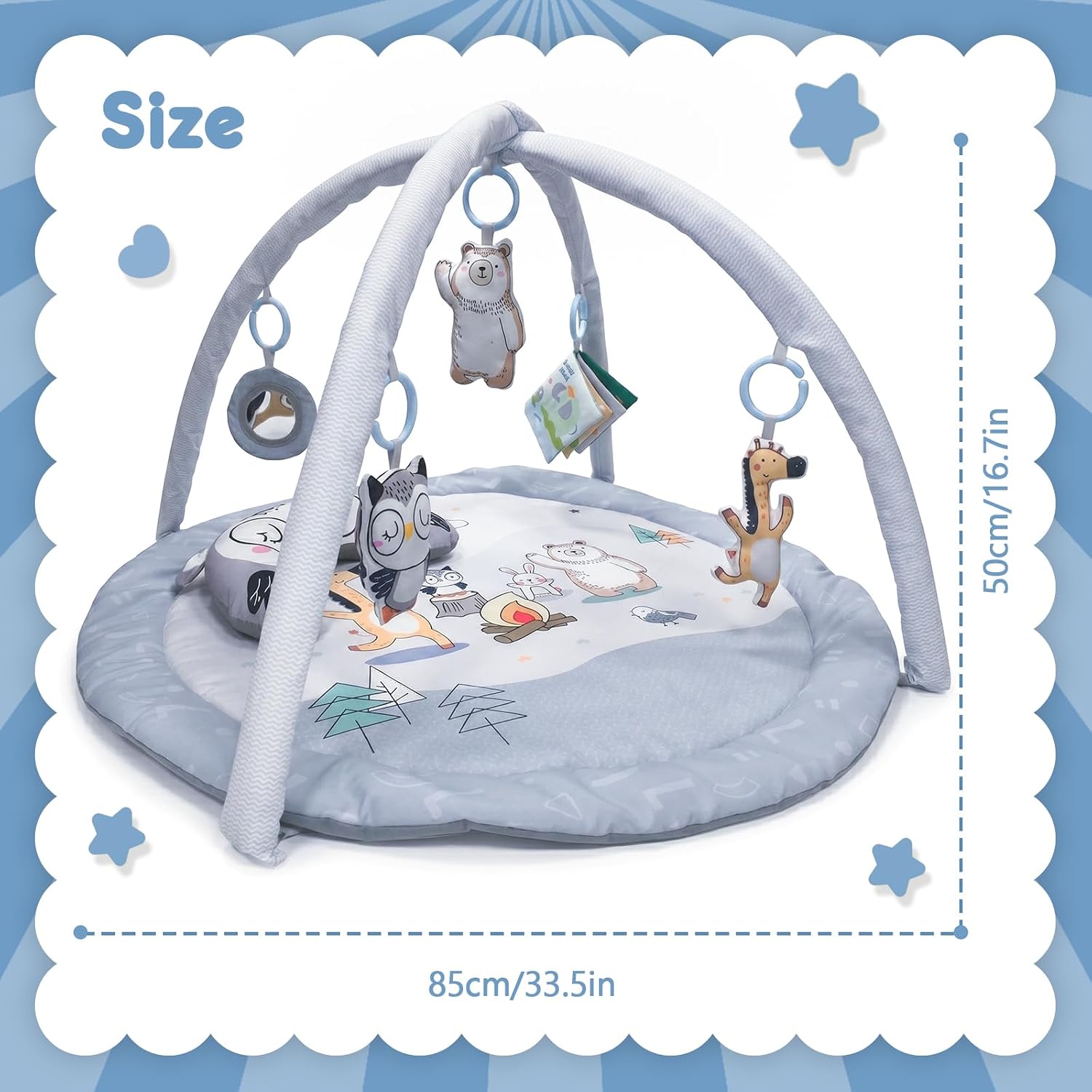 Detalle de Baby Play Mat, Activity Play Gym Mat with Hanging Toys and Tummy Time Pillow
