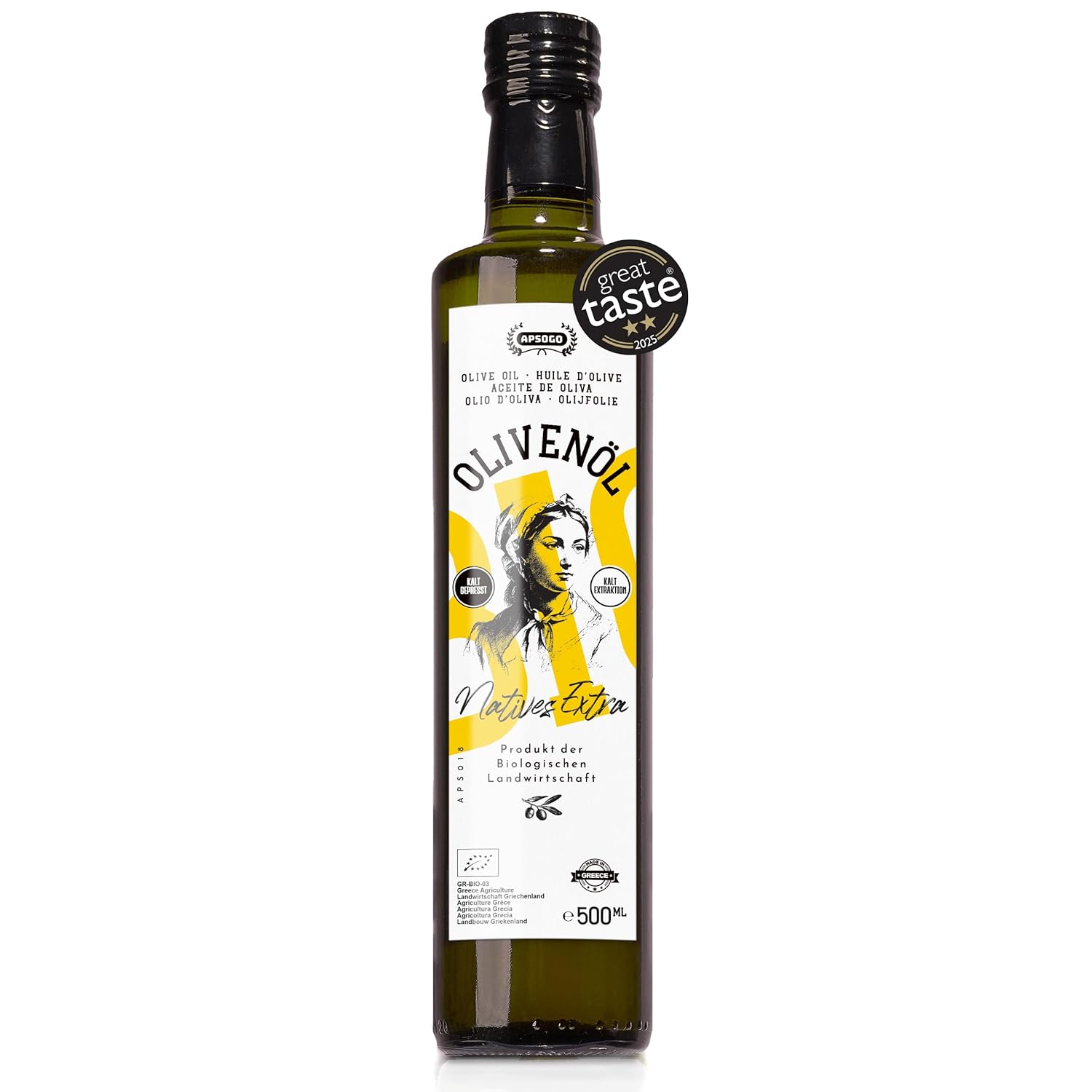 Detalle de APSOGO Bio Extra Natives Olivenöl 500 ml