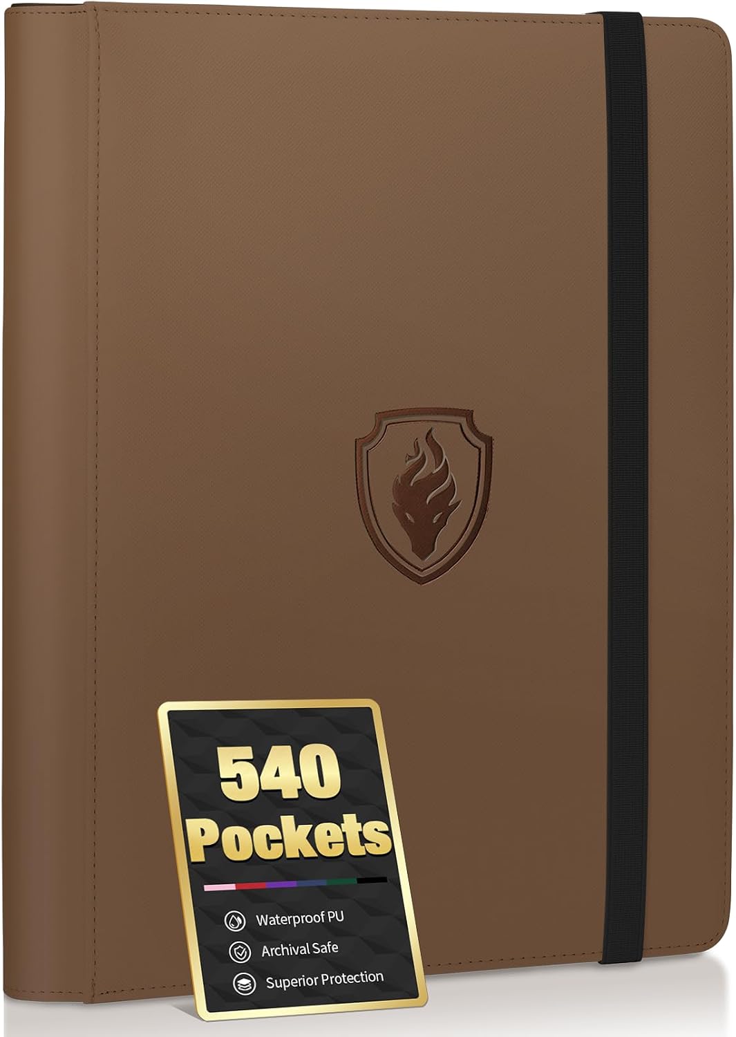 Detalle de Fabmaker 01A0206-5001B 9-Pocket Trading Card Binder, 540-Card Capacity, Brown PU
