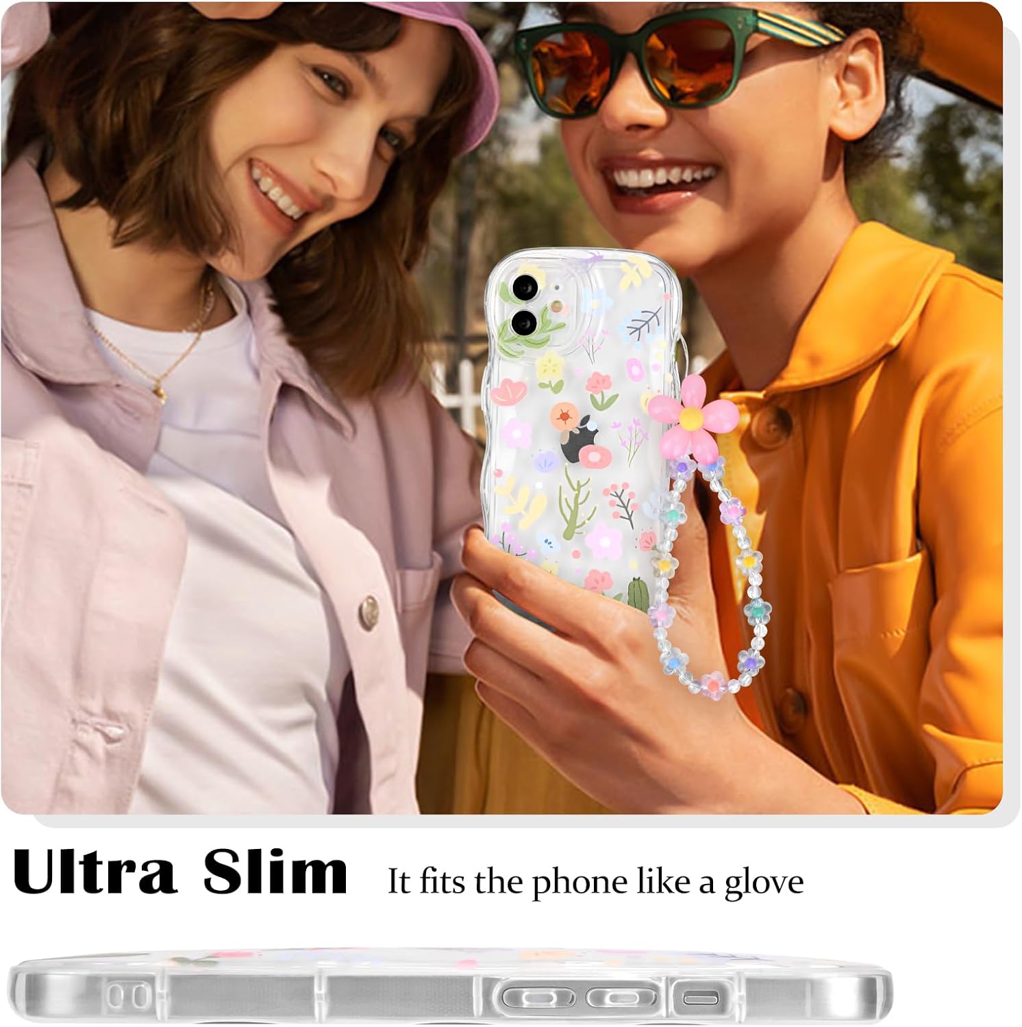 Detalle de Newseego Clear iPhone 12 Case for Girls & Women with Floral Design