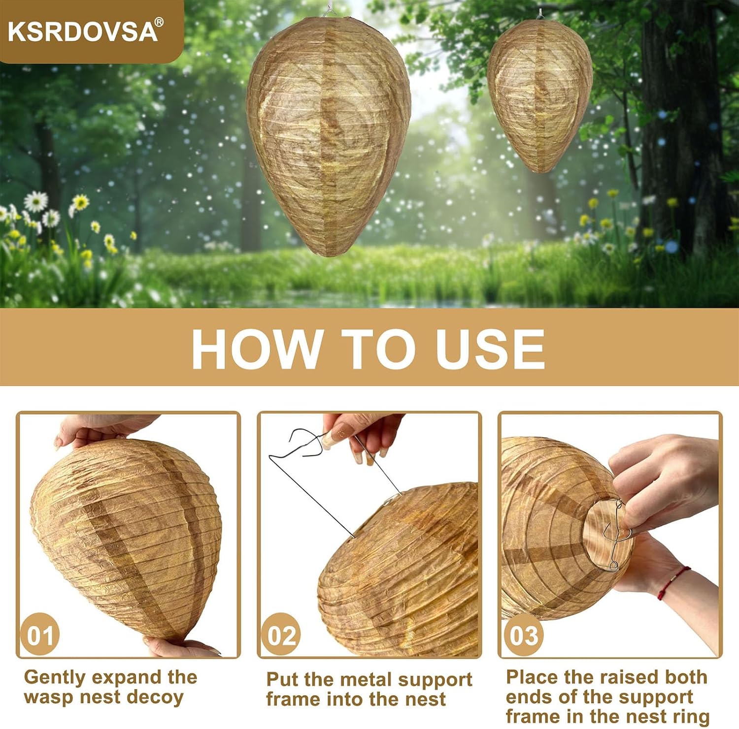 Thumbnail 5 de KSRDOVSA Hanging Wasp Nest Decoys, 4-Pack Paper Outdoor Deterrents