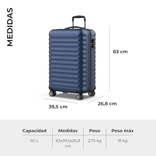 Thumbnail 6 de NUMADA Maleta de viaje mediana Upfly 24' ABS (63x39,5x26,8 cm) azul marino – 60 L, 18 kg máx.
