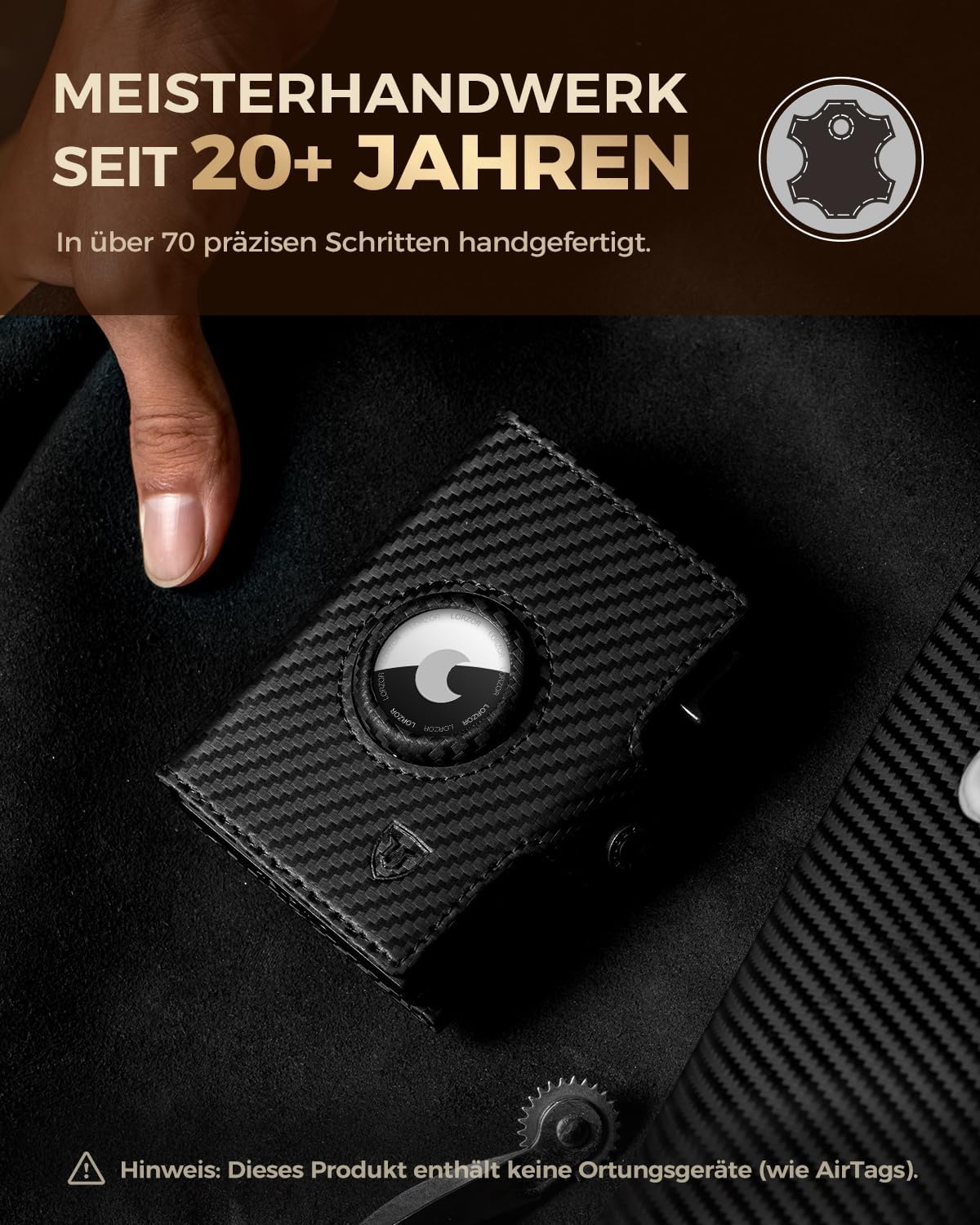 Detalle 1 de LORZOR AirTag Wallet Slim mit XXL Münzfach