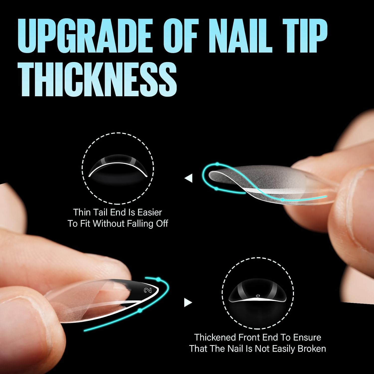 Detalle 2 de TOMICCA 504 Almond Gel Nageltips, 12 Größen