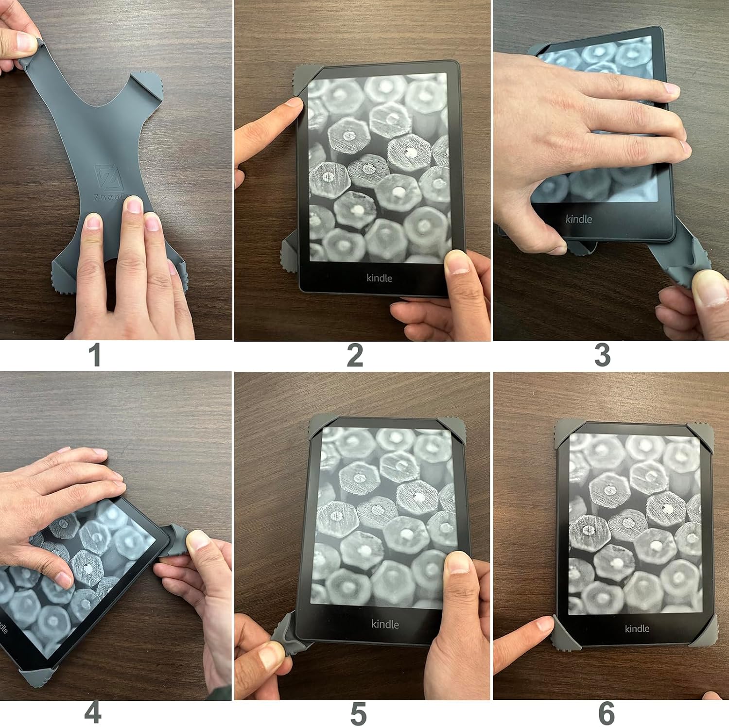 Detalle 2 de ZhaoCo Universal Anti-Rutsch Silikon Handschlaufe Griff Halter für 6–7 Zoll Kindle, Kobo & Sony eReader – Blau