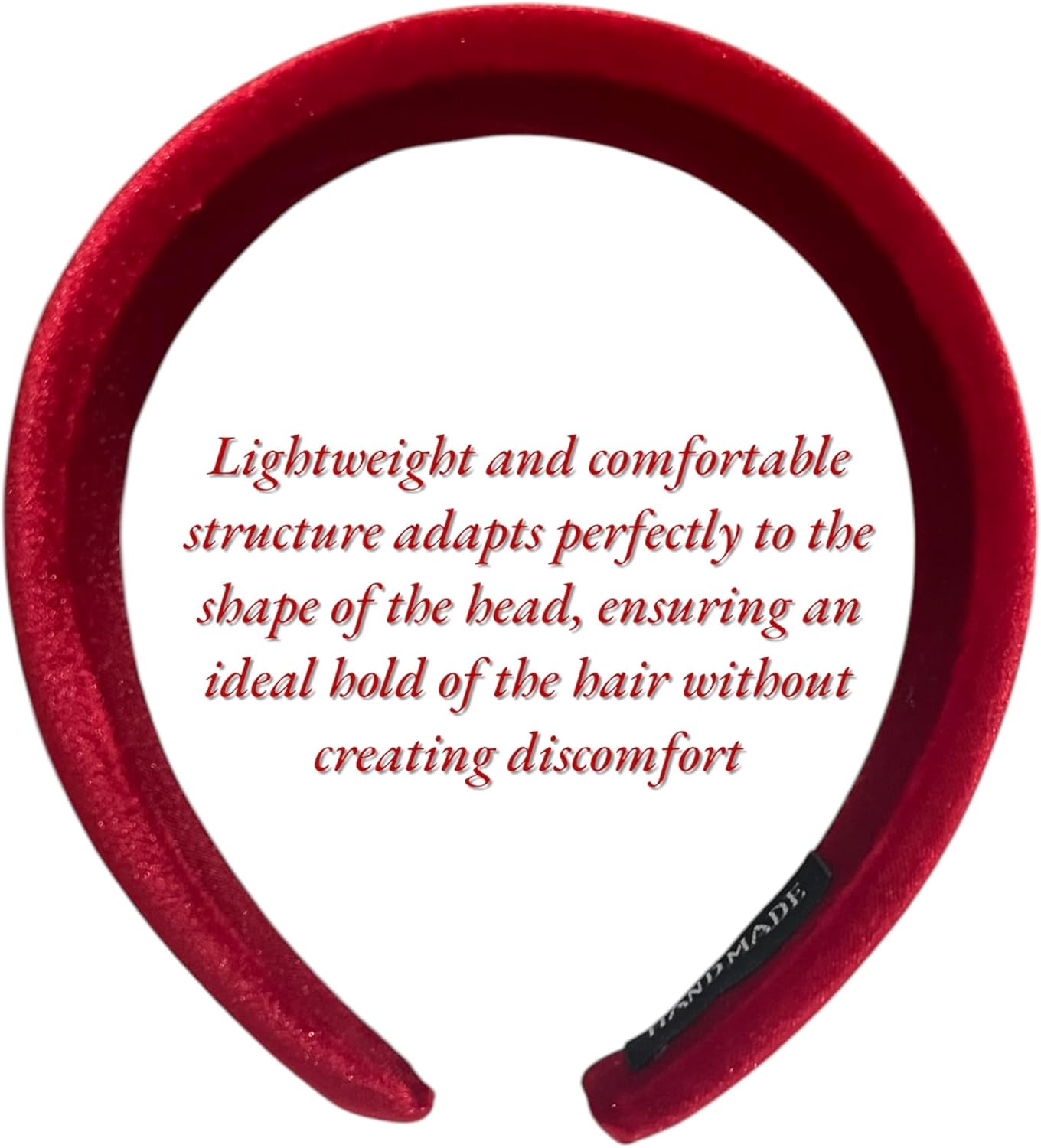 Thumbnail 2 de Cerchietto capelli donna elegante in velluto bombato da 1 cm – Rosso