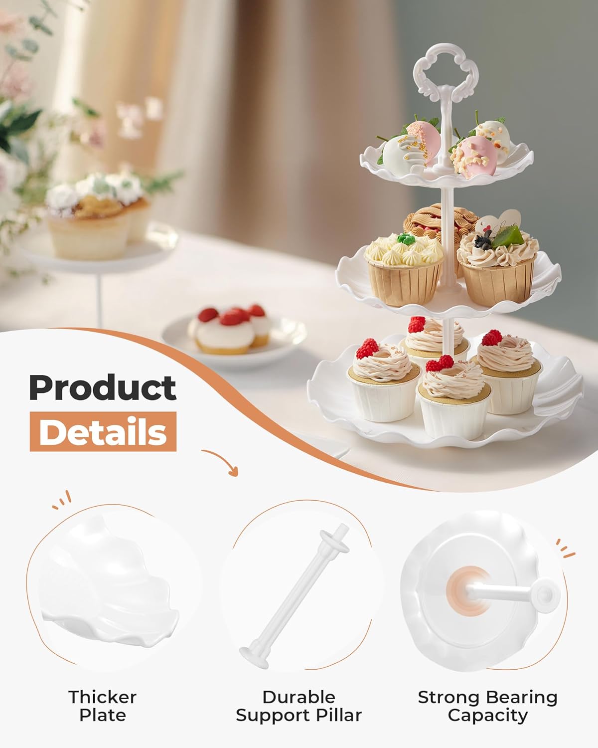 Thumbnail 1 de Kootek 10-Piece 3-Tier Dessert Cupcake Stand Set for Weddings, Tea Parties, Birthdays & More