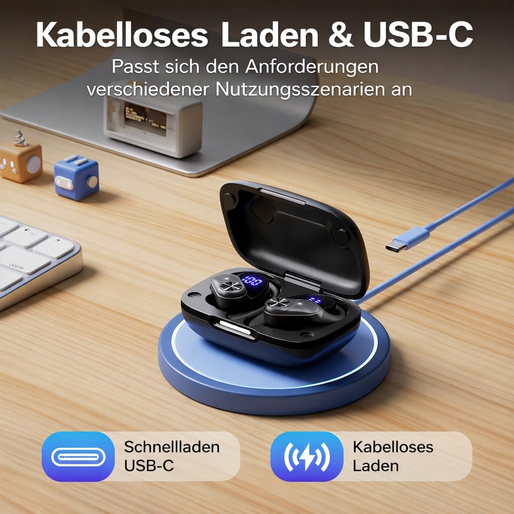 Thumbnail 3 de ECLVOX Sport 5.3 Kabellose Bluetooth Kopfhörer 80h