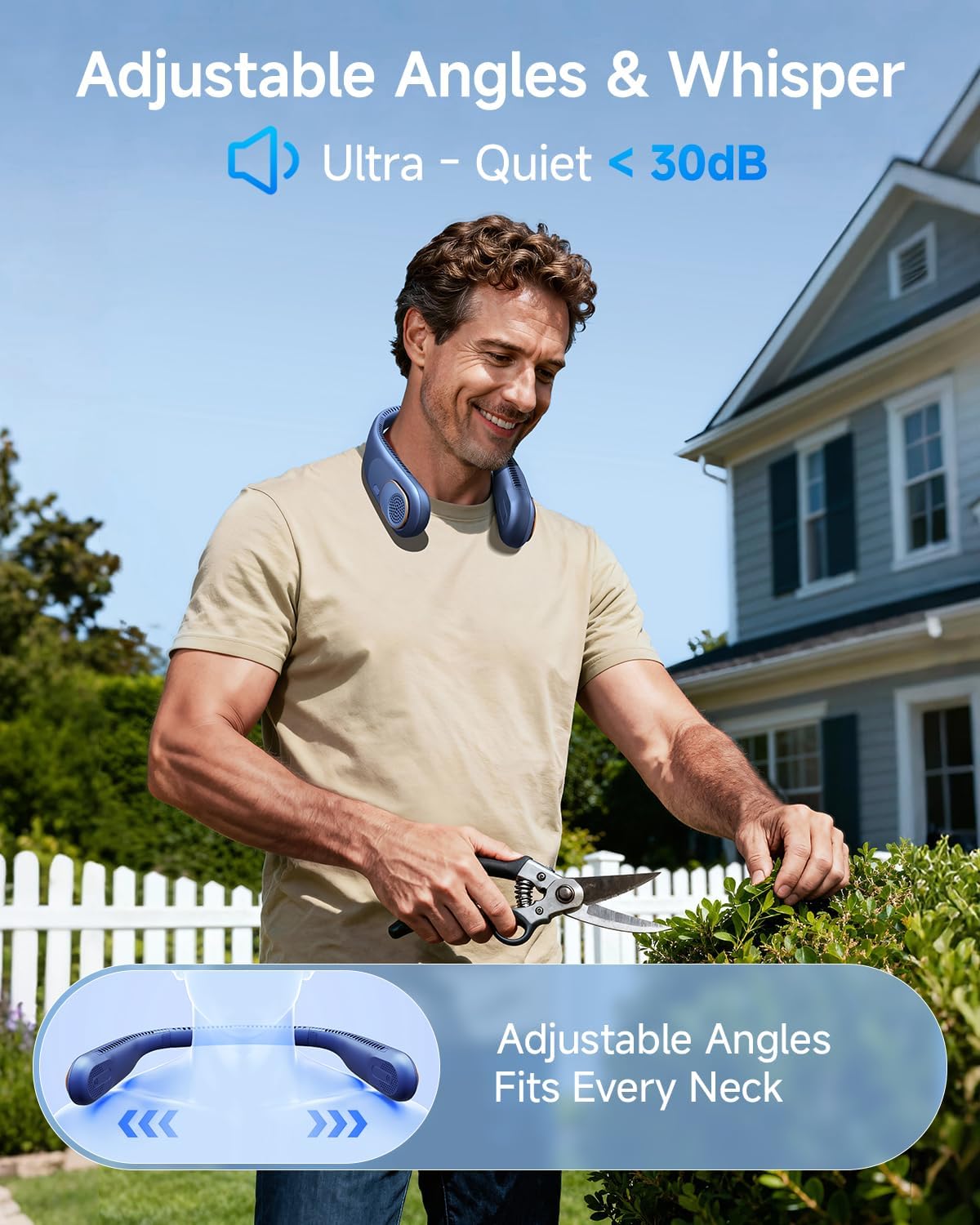 Detalle de SWEETFULL Portable Neck Fan (360°) Bladeless Wearable Fan with 4000mAh USB Rechargeable Battery