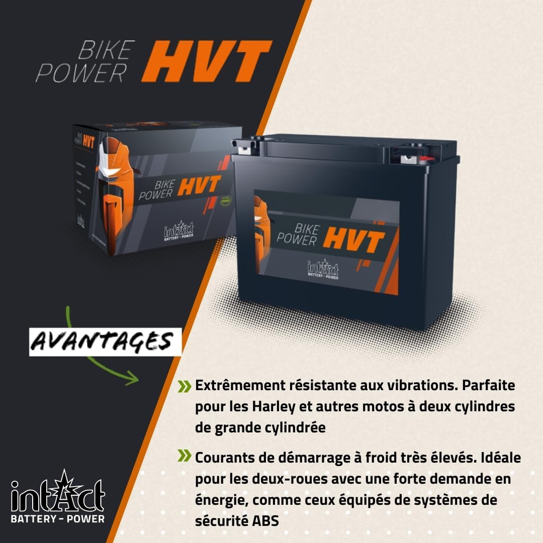 Thumbnail 1 de intAct HVT-02: Batterie de moto 12 V 30 Ah pour Harley-Davidson et bicylindres puissants