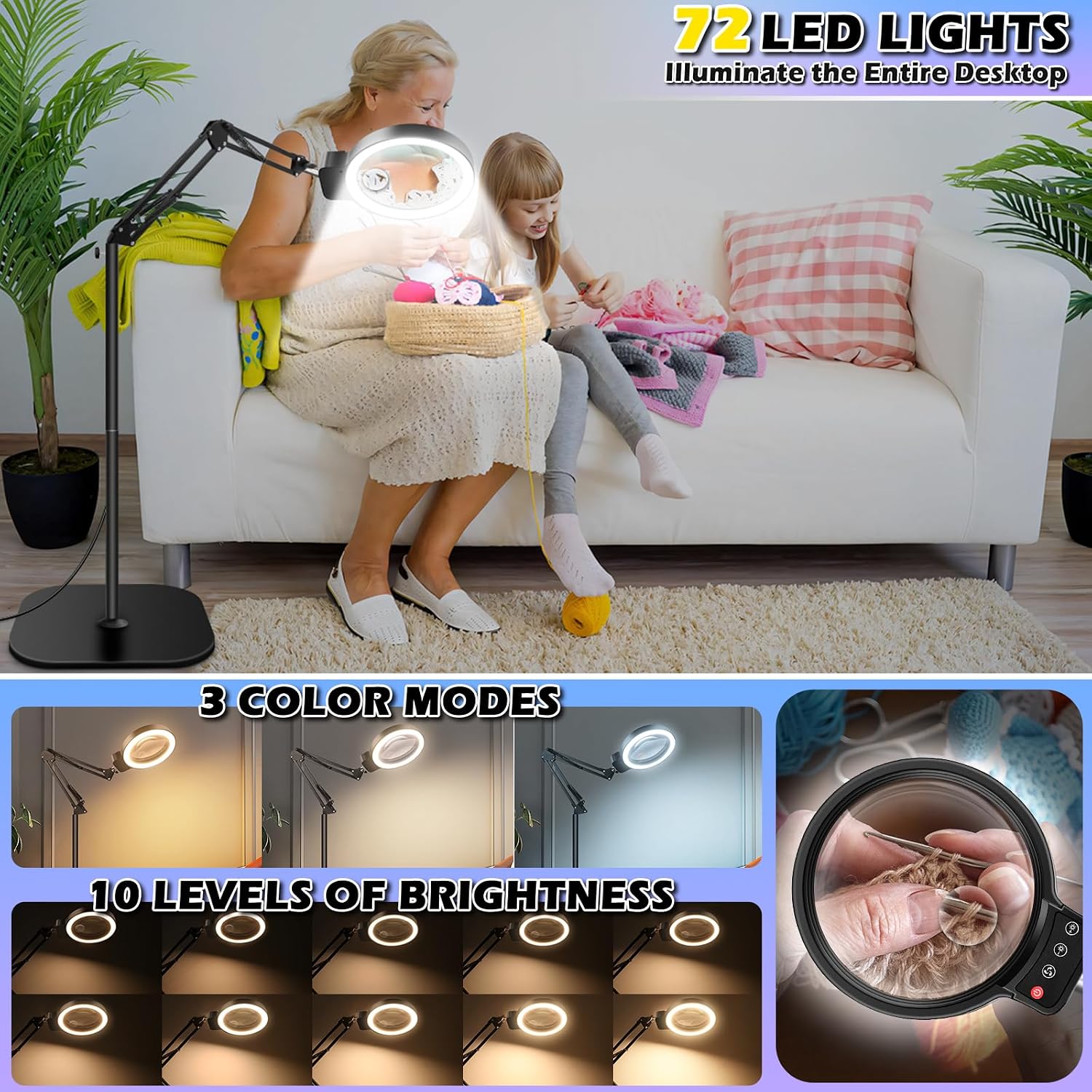 Detalle 2 de Floor Magnifying Lamp with 72 LEDs