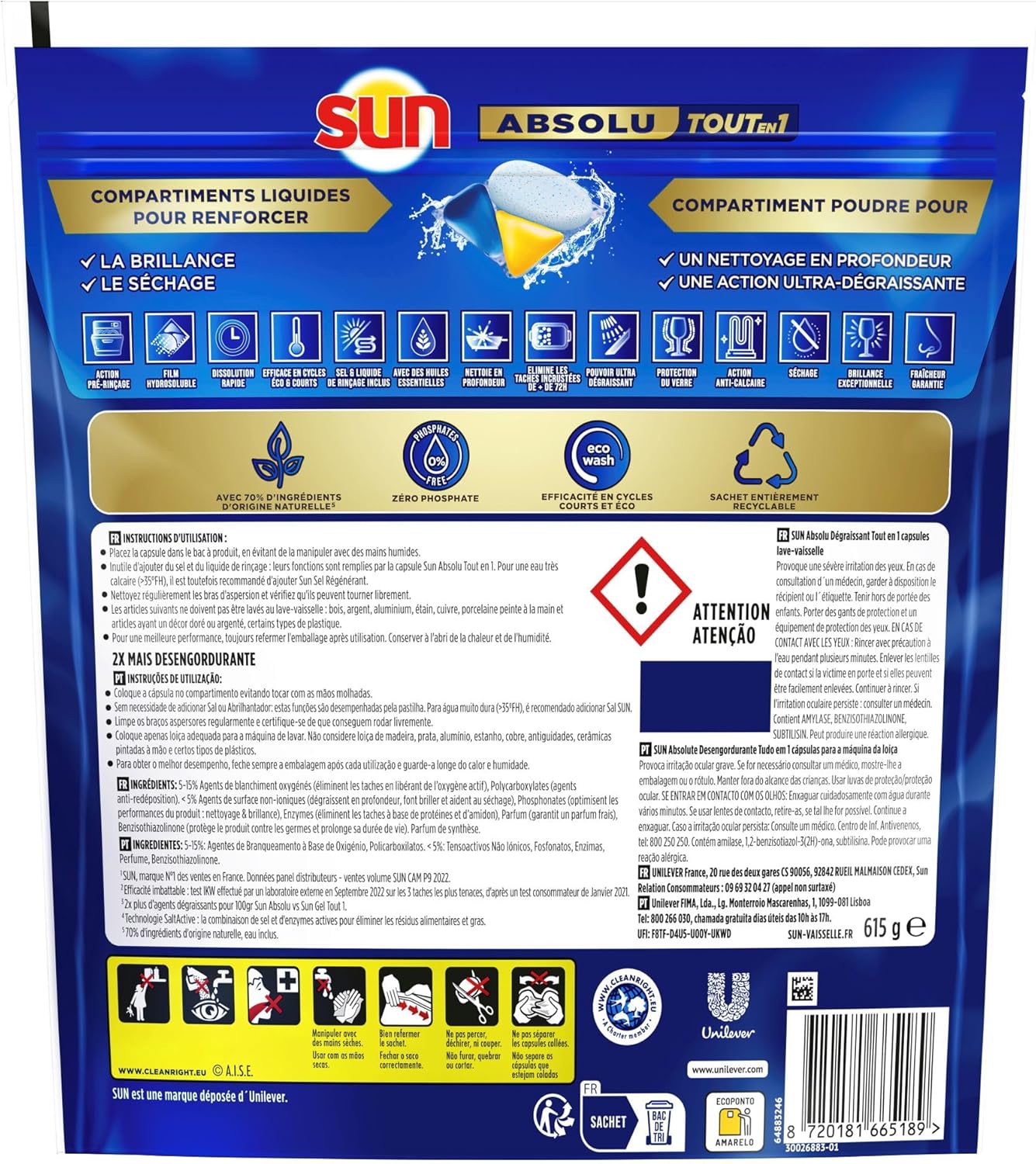 Thumbnail 1 de Sun Pastilles Lave-Vaisselle Tout-en-1 Absolu Dégraissant — 41 Lavages