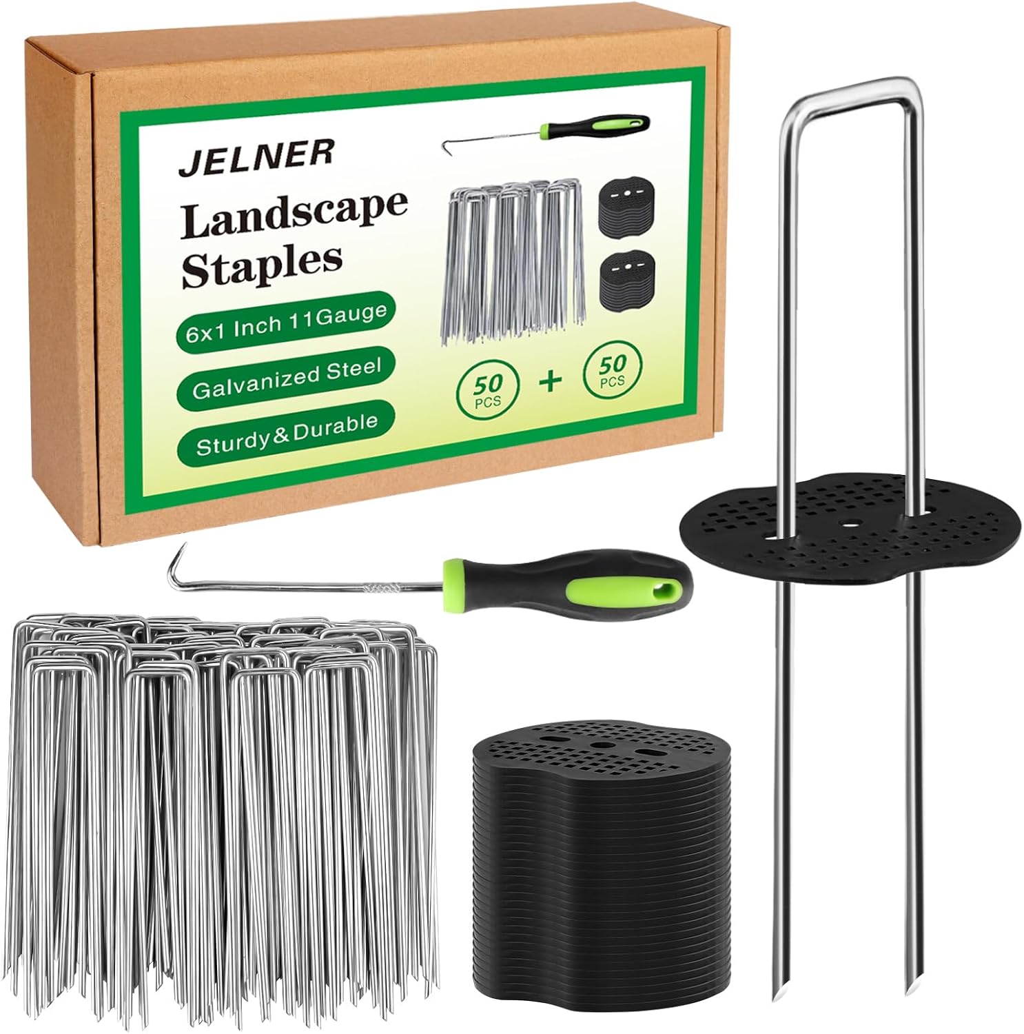Detalle de JELNER JELNER-US-20240228 Garden Stakes, 6-Inch Galvanized Steel, 11-Gauge