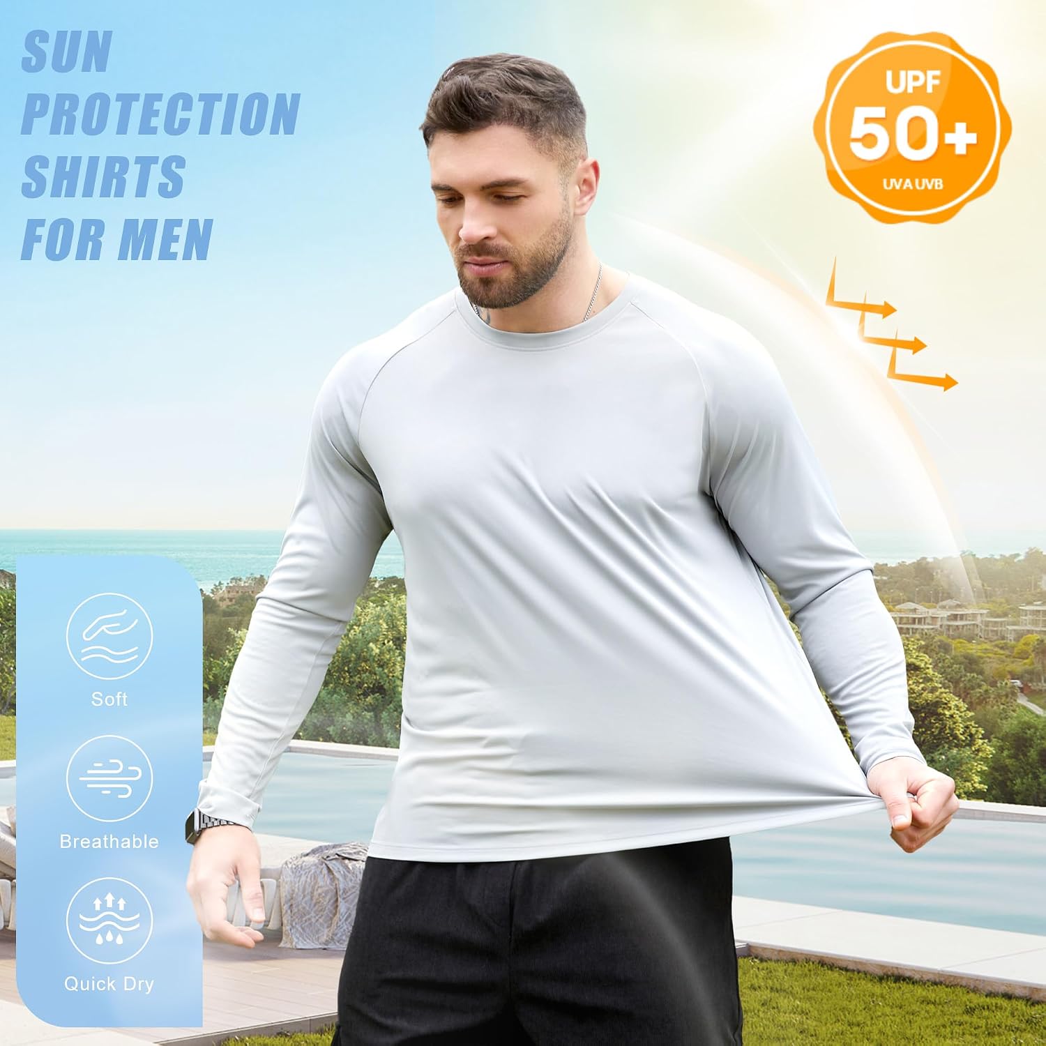 Thumbnail 2 de YOIOWVY Men's Long Sleeve T-Shirts – UPF50+ Breathable Quick-Dry Pack (3/5/7)