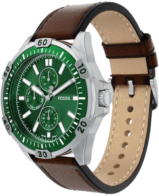 Detalle de FOSSIL Garrett Uhr für Herren – Quarz Multifunktionsuhr mit Edelstahl- oder Lederarmband