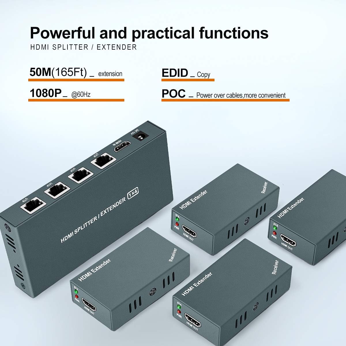 Detalle 2 de Steetek HDMI Extender 1080p@60Hz (3D) over Cat5e/Cat6/Cat7, 1TX + 4RX kit up to 50m