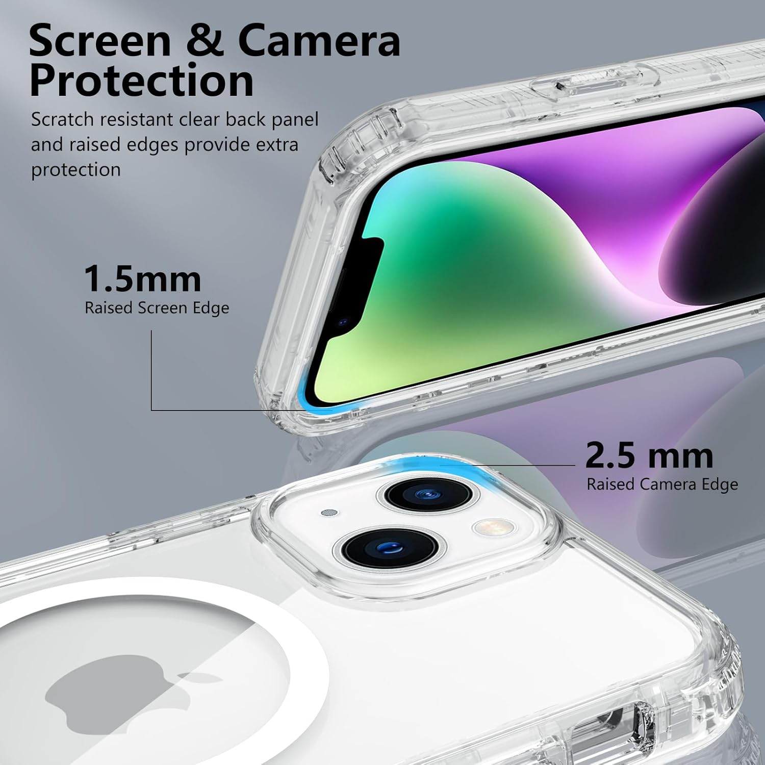 Thumbnail 4 de XTCASE Coque iPhone 14 magnétique compatible MagSafe transparente avec protection d’écran intégrée