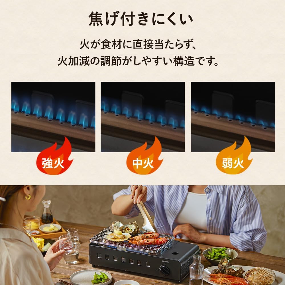Detalle 2 de アイリスオーヤマ 炉端焼きカセットコンロ IGC-R1-H 分解洗浄・ふく射板加熱 チャコール