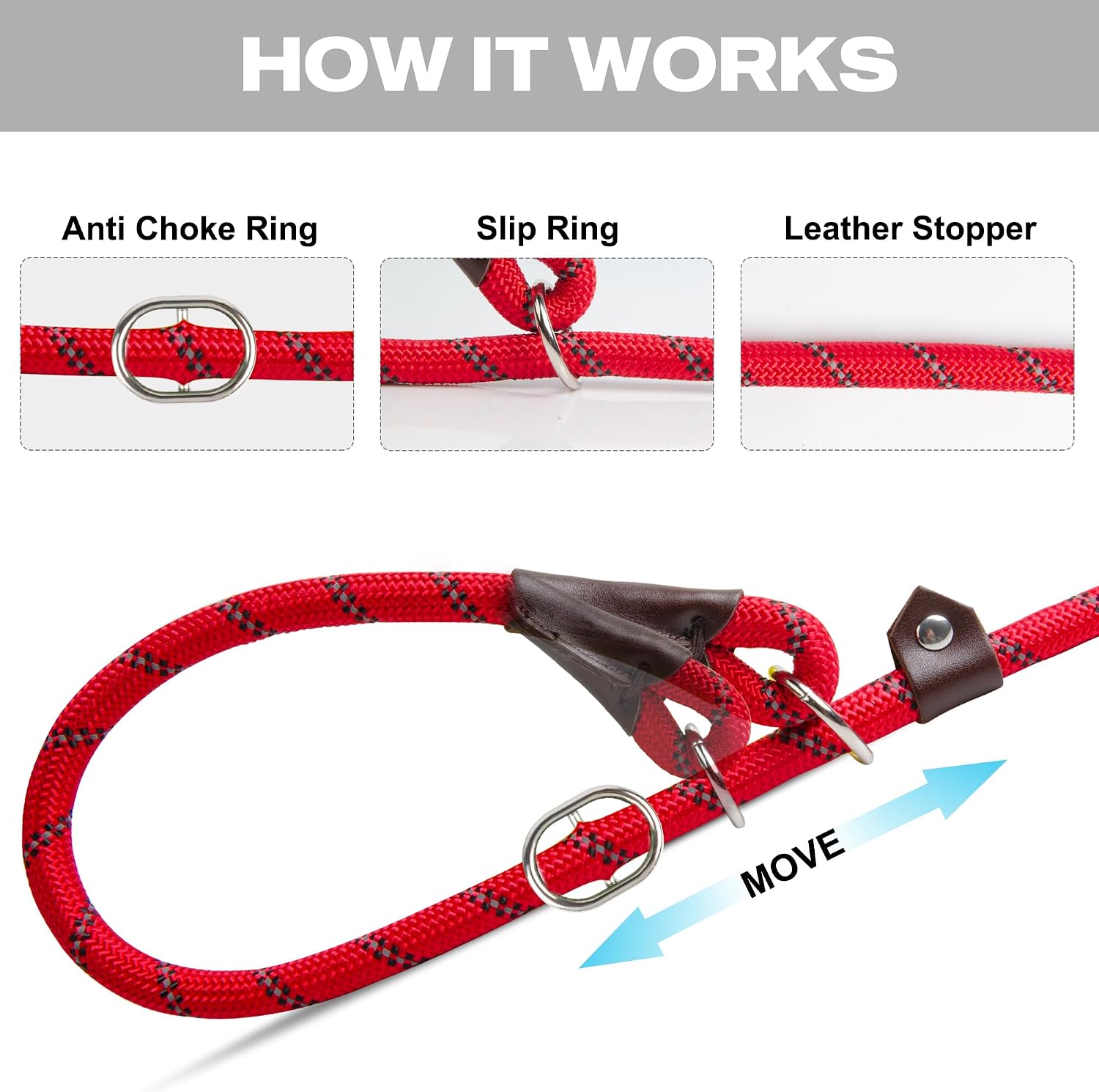 Detalle 2 de Slip lead leash for dogs 1.8m rope