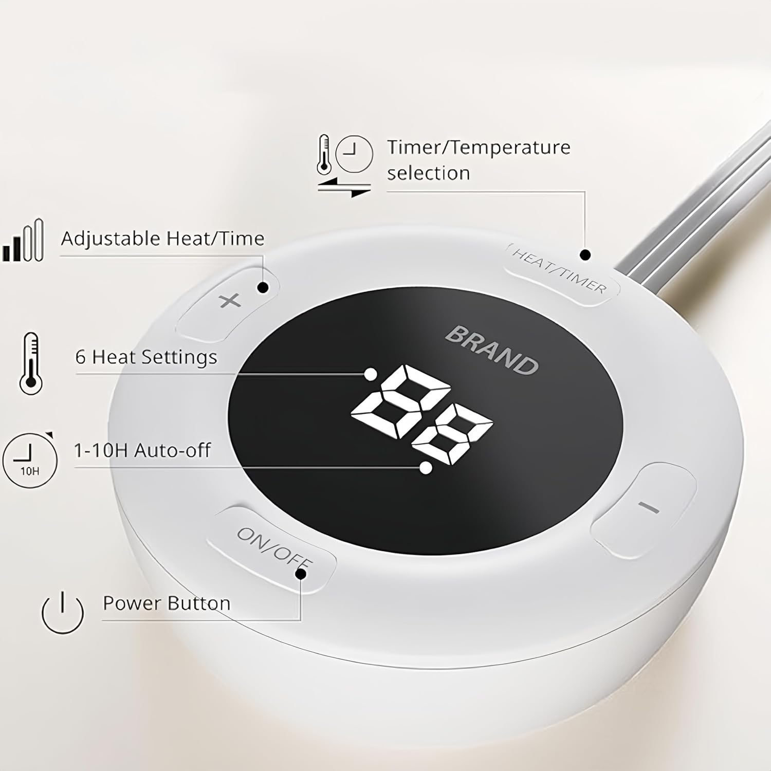 Detalle 2 de GOTCOZY MP-A-ALN-K Heated Mattress Pad, King, Blue, 6 Heat Settings