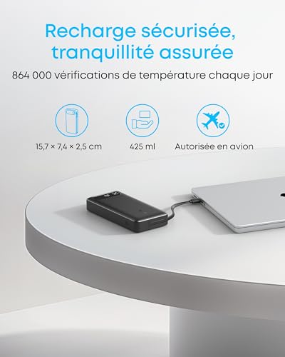 Detalle 2 de Anker 20 000 mAh : batterie externe 87 W avec câble USB-C intégré