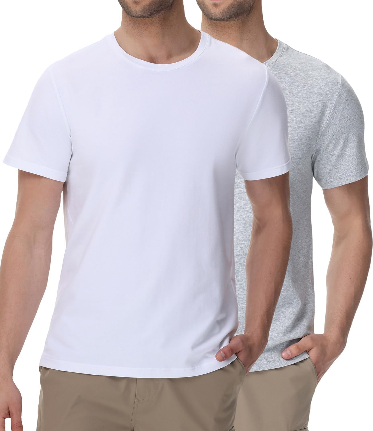 Detalle de wirarpa Herren T-Shirt Tops Rundhals – 4-Wege Stretch, keine Etiketten, Basic Oberteile