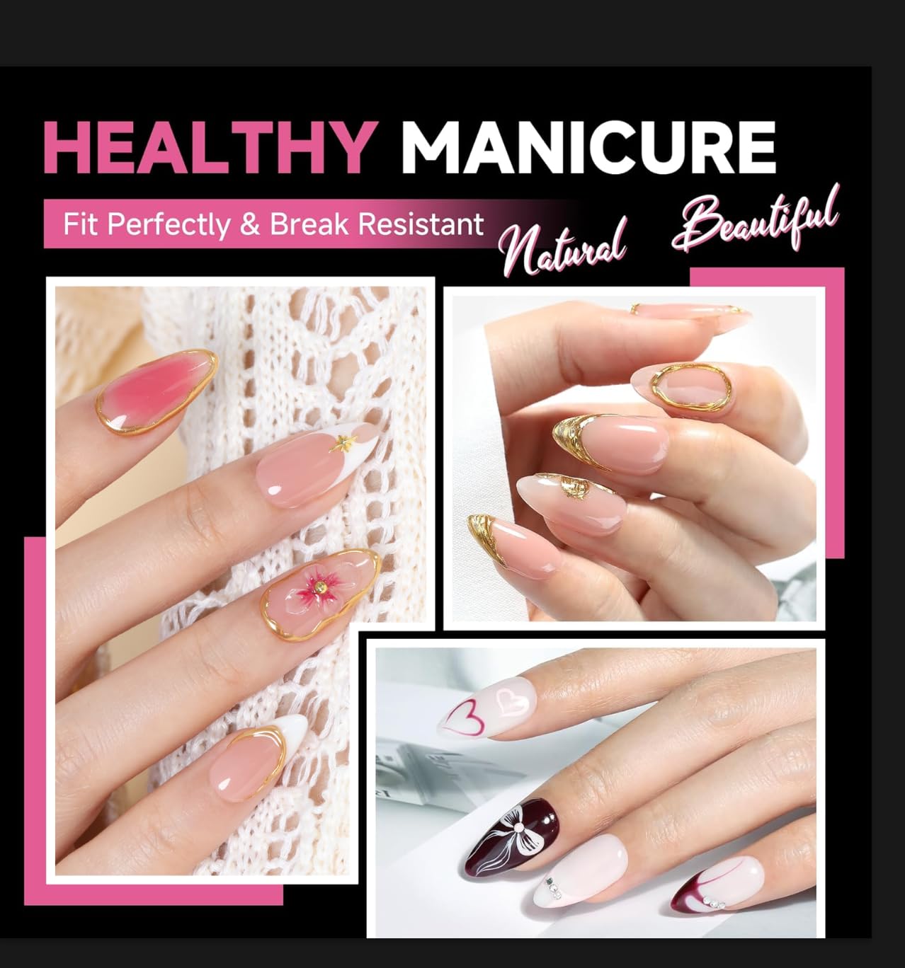Thumbnail 1 de UNA GELLA Medium Oval Mandel Nageltips – 312 Stück, 12 Größen, Soft Gel Nail Tips ohne C-Kurve