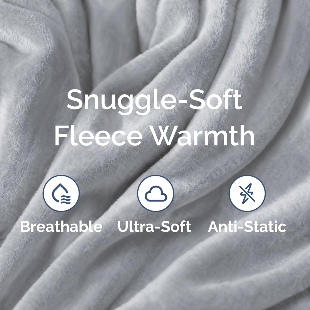 Thumbnail 2 de CGK Unlimited Ultra Soft Fleece Blanket Throw (Grey) — lightweight, breathable microplush for couch, bed, and travel