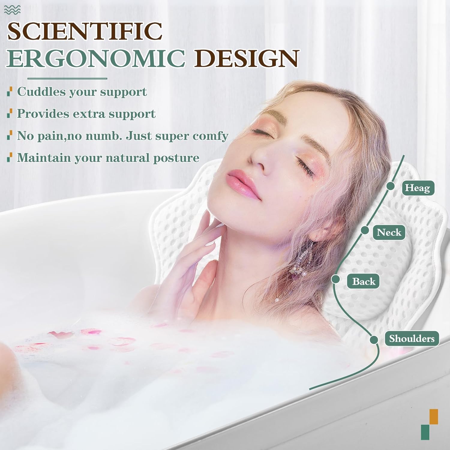 Detalle 2 de RUVINCE Bath Pillow Ergonomic with 6 suction cups