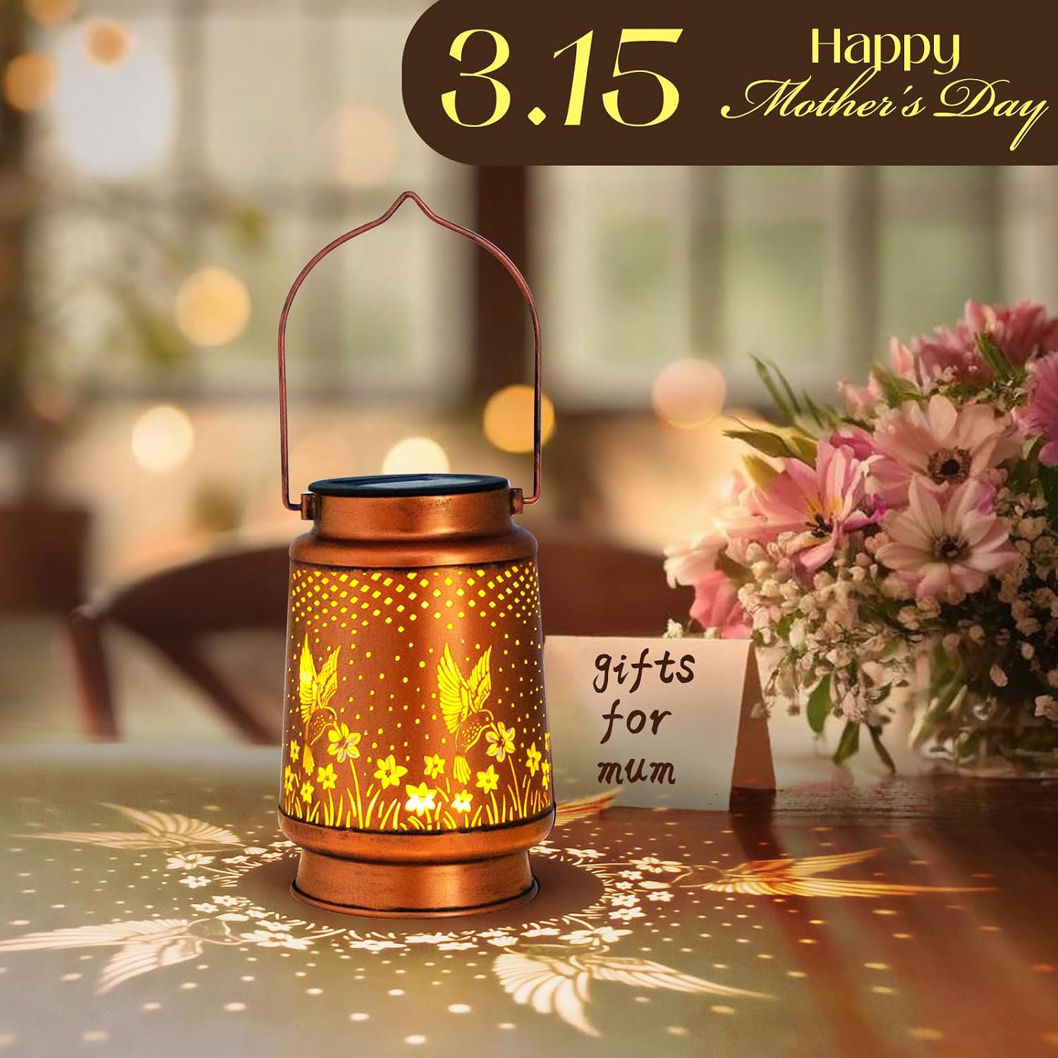 Detalle 2 de Hummingbird Garden Solar Lanterns for Mum 🌼